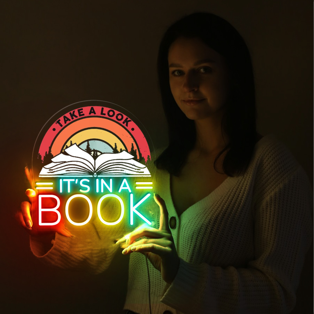 Take A Look It's In A Book UV Neon Sign