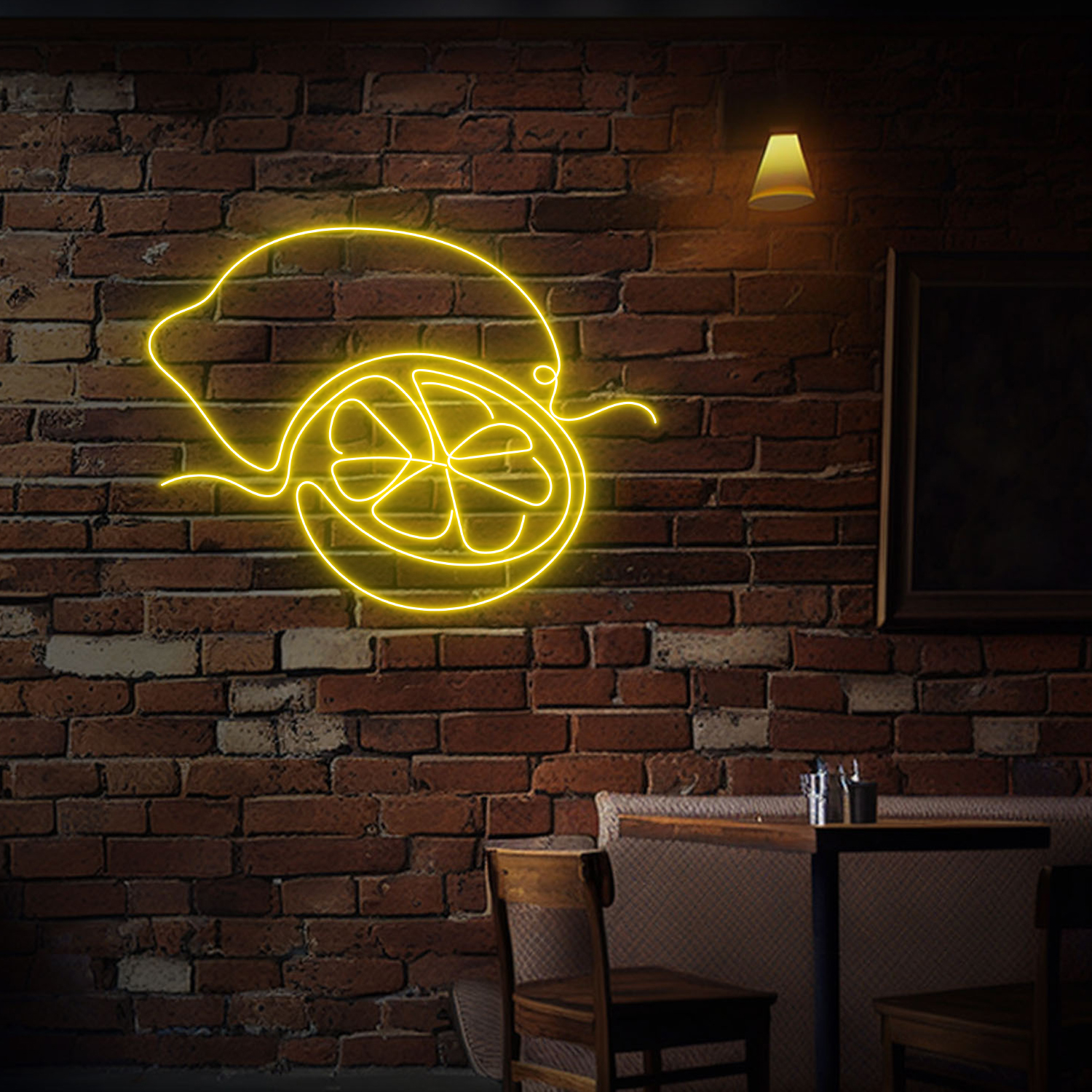 Lemon Line Art Neon LED Sign Fruits Wall decor