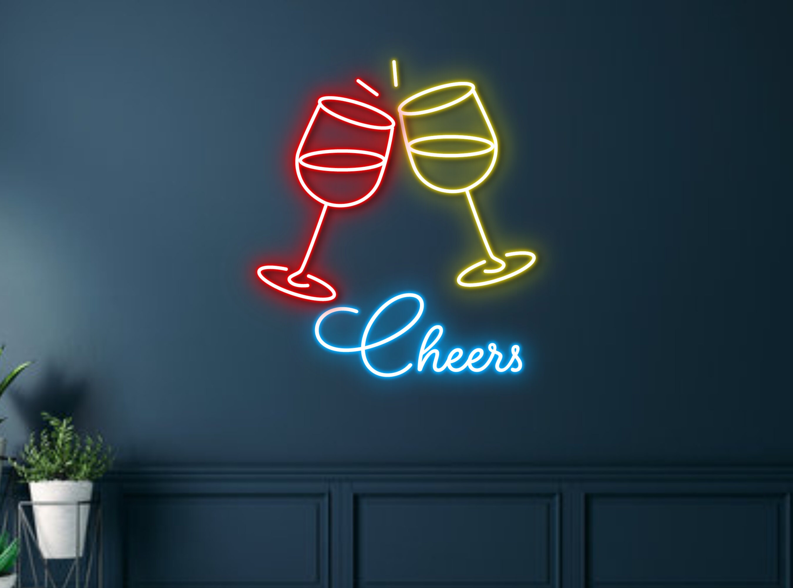 Couple Champagne Glass Party Pub Neon Signs