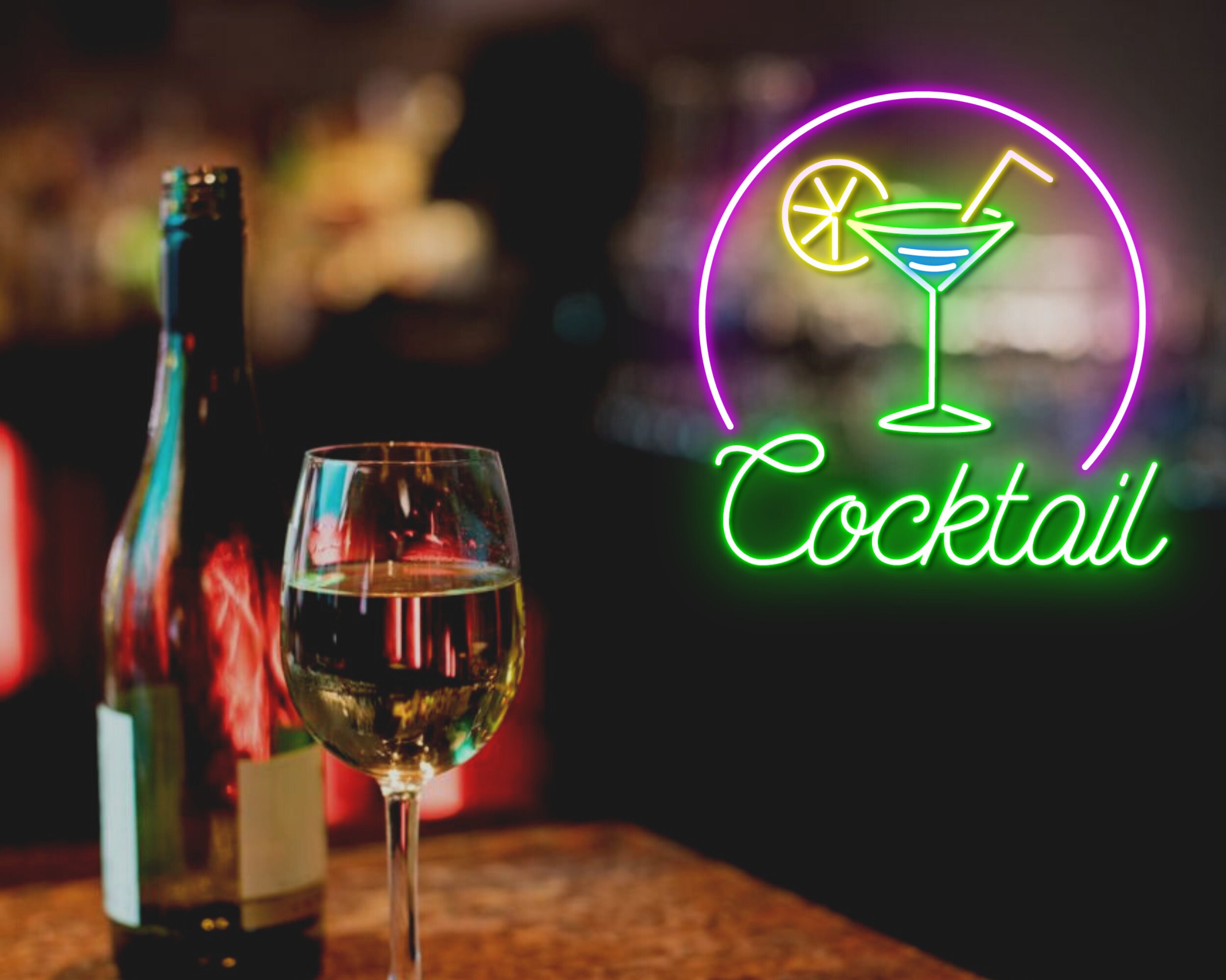 Cocktails Cup Bar Pub Neon Signs Decor Gift