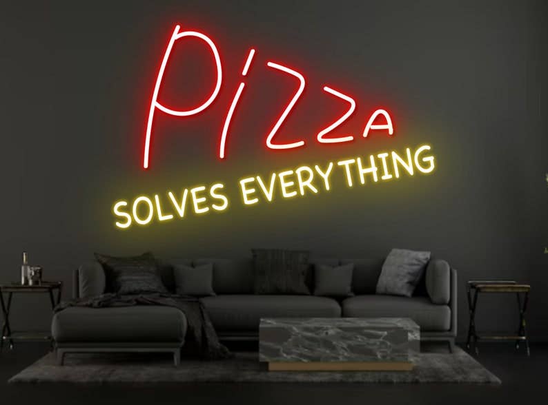 Pizza Solves Everything Neon Sign Long-lasting Wall Decor