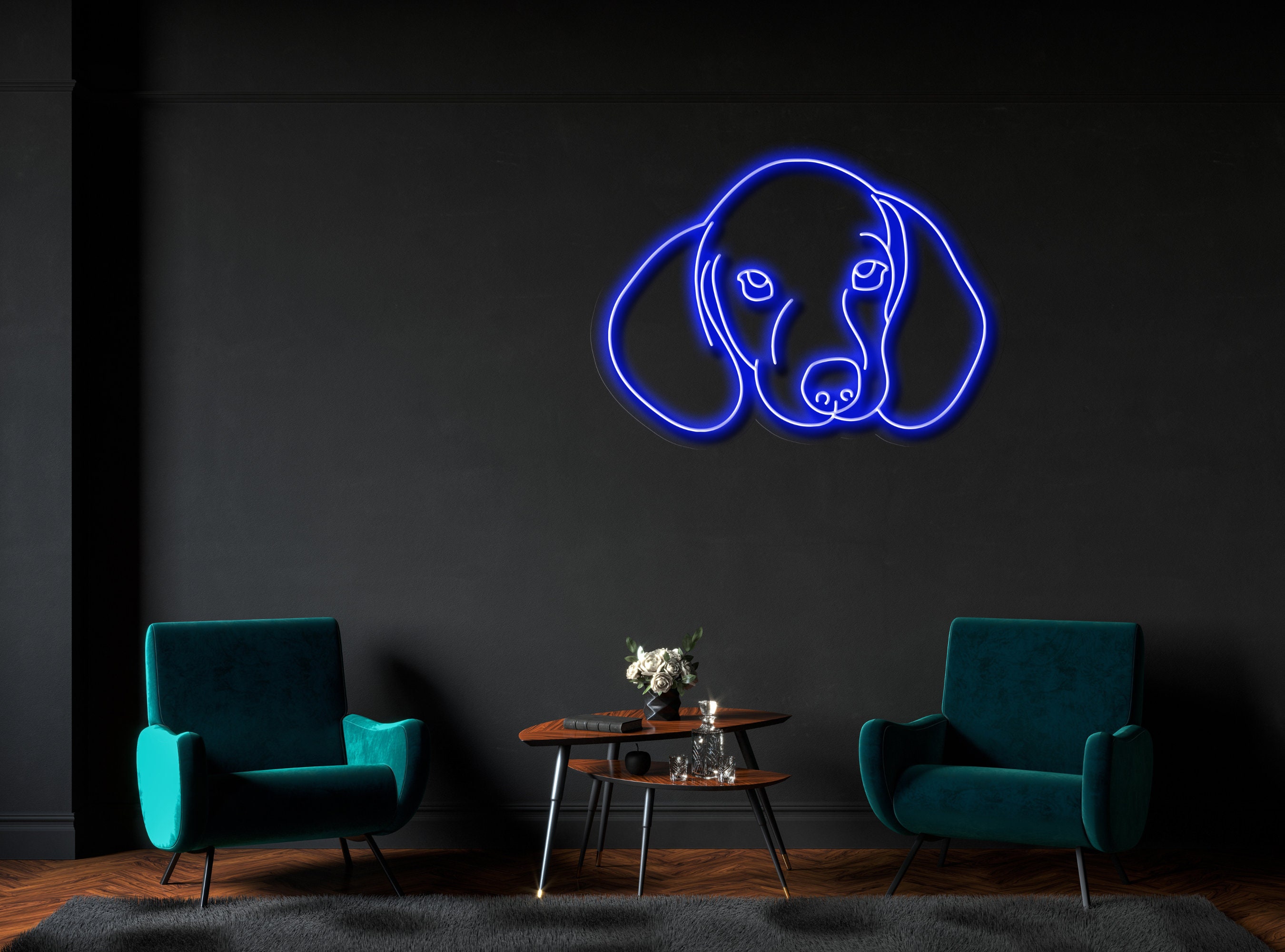 Face Sausage Dog Neon Sign