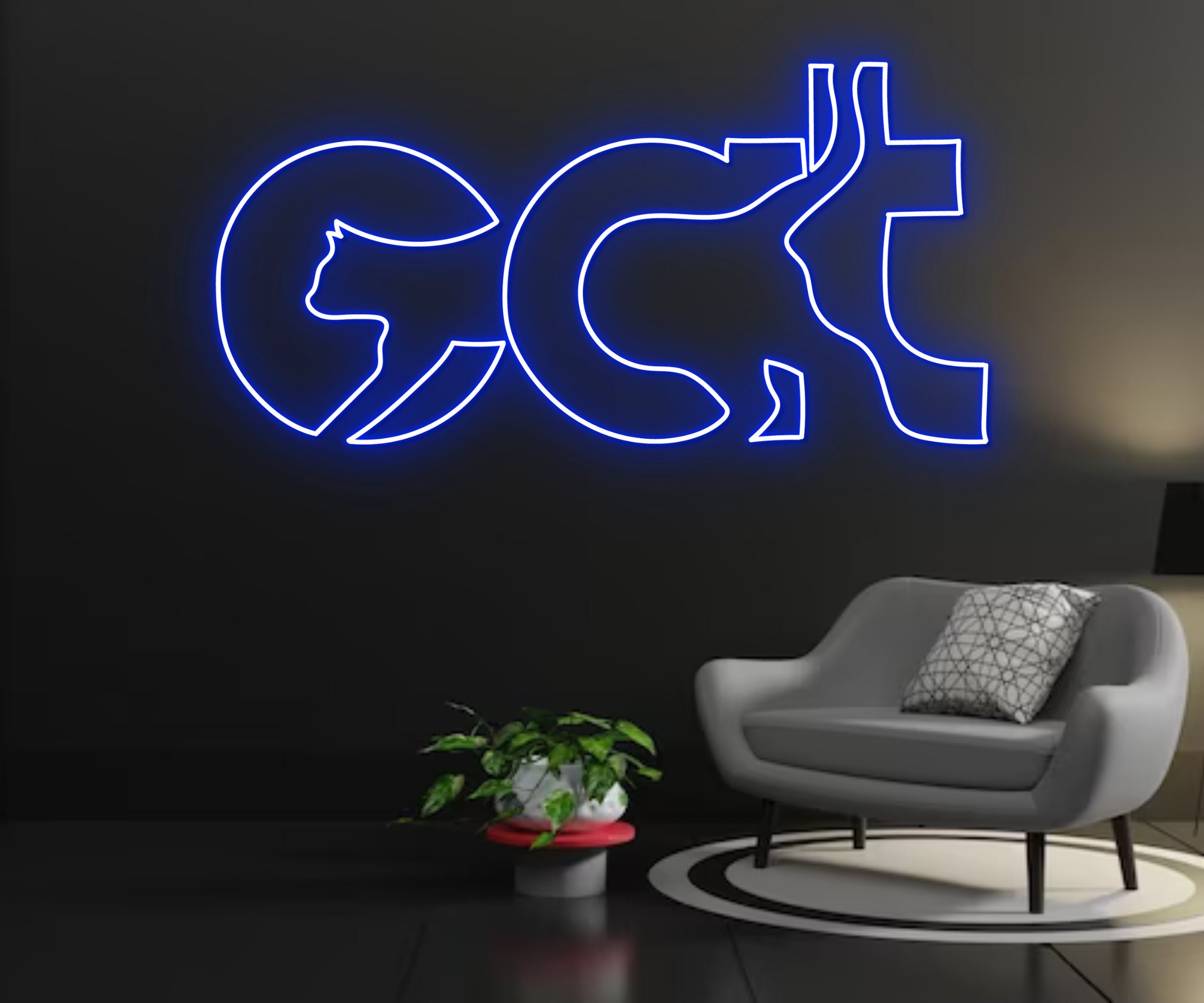 Cat Typography Neon Sign Handmade Neon