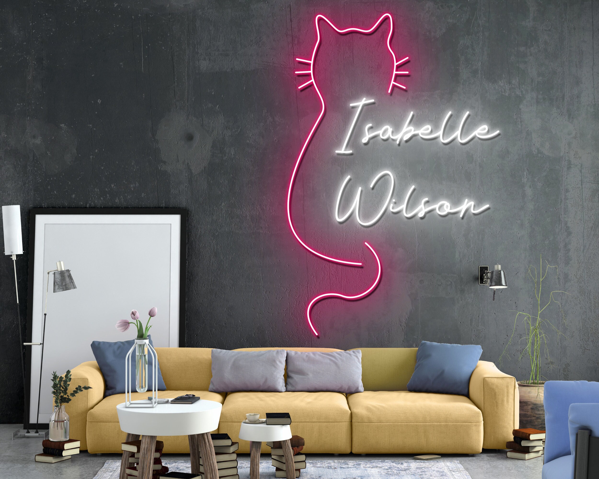 Custom Cat Line Art Neon Sign Wall Art Decor