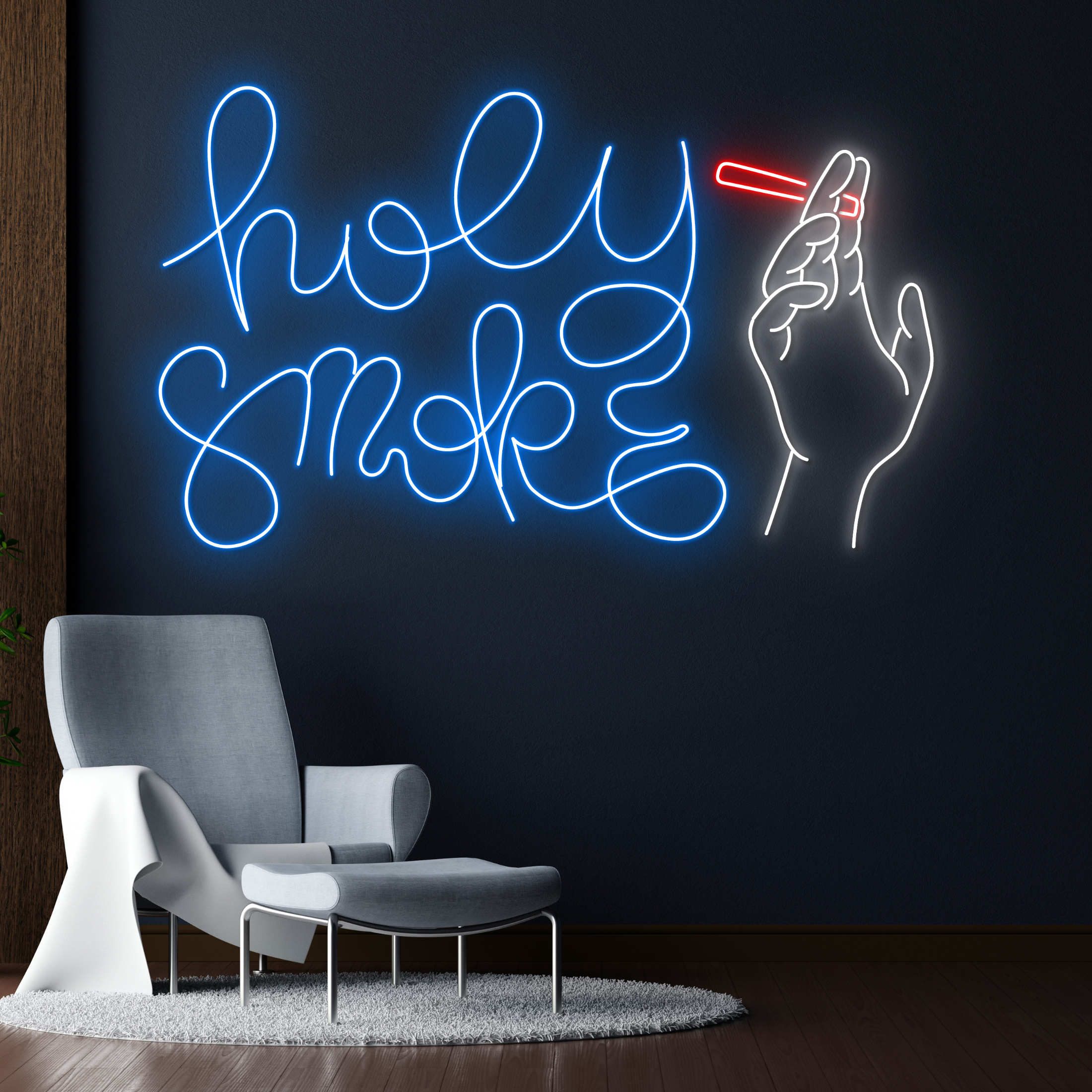 Holy Smoke Neon Sign Cigar Shop Store Signboard Decor