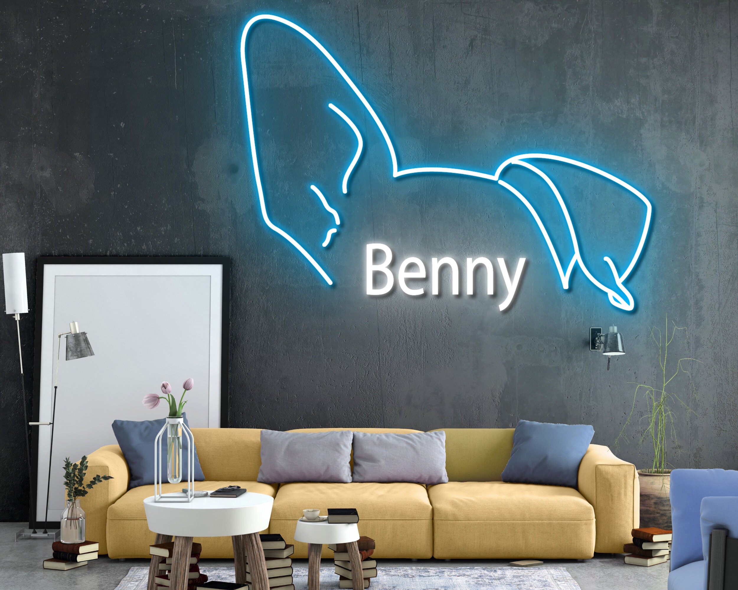 Custom Ear Dog Name Neon Sign