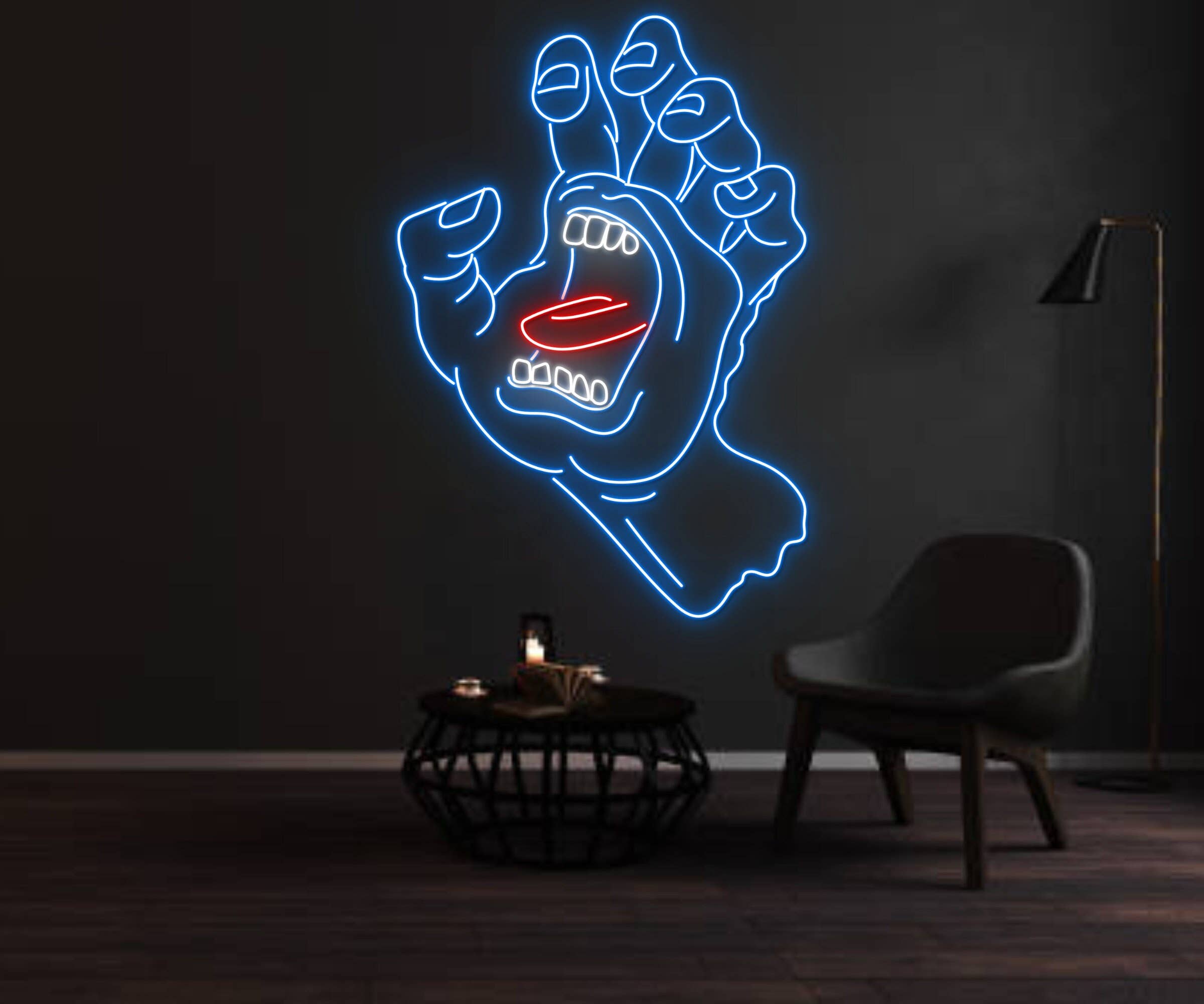 Scary Hand Neon Sign Halloween Wall Art Light Decor