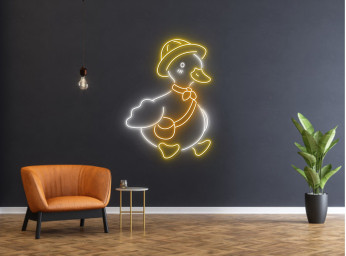Cute Duck With Hat Neon Sign