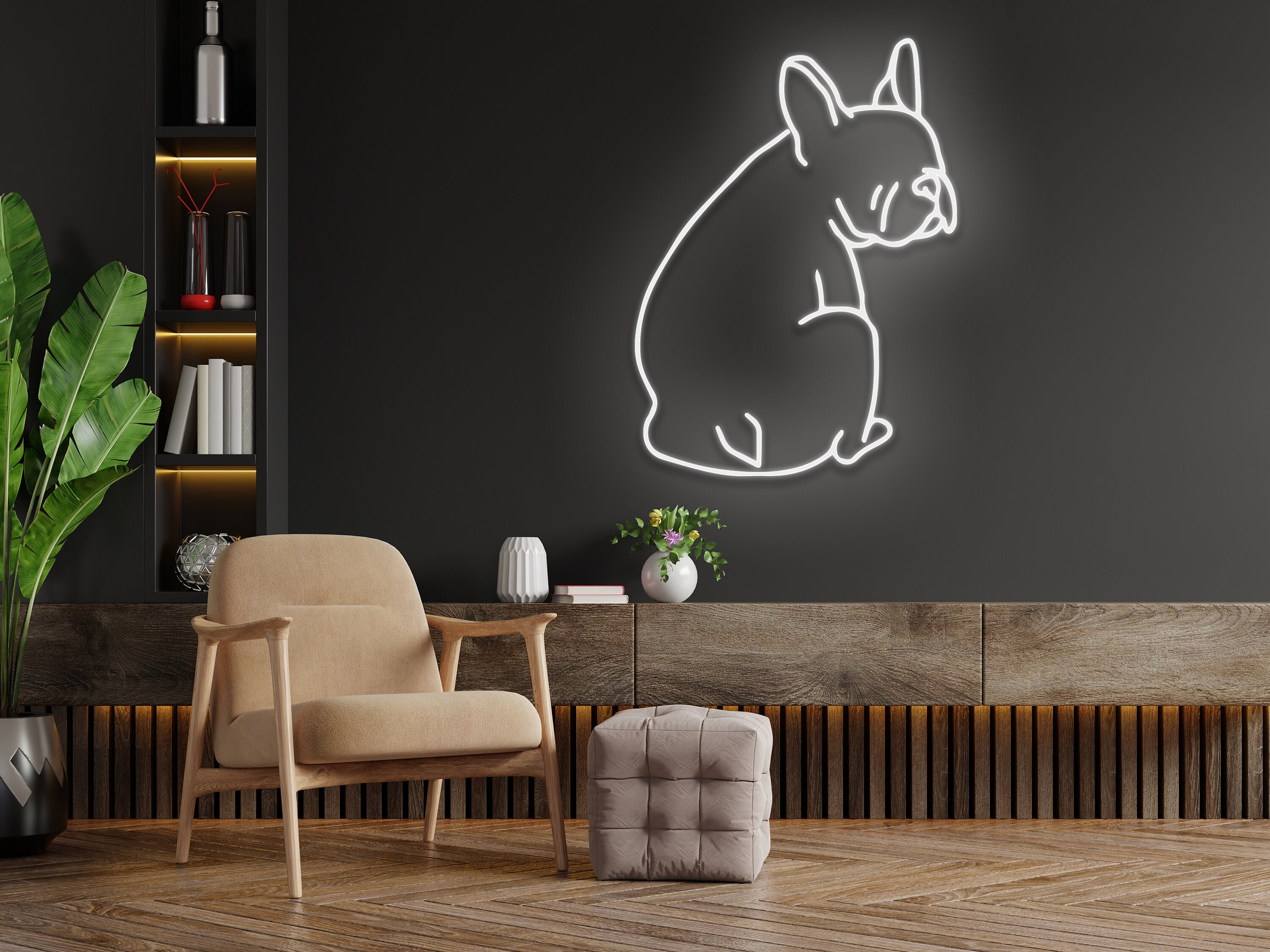 French Bulldog Back Neon Sign Pet Room Wall Decoration