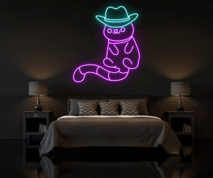 Cool Cat Cowboy Hat Neon Sign Wall Decoration Gift