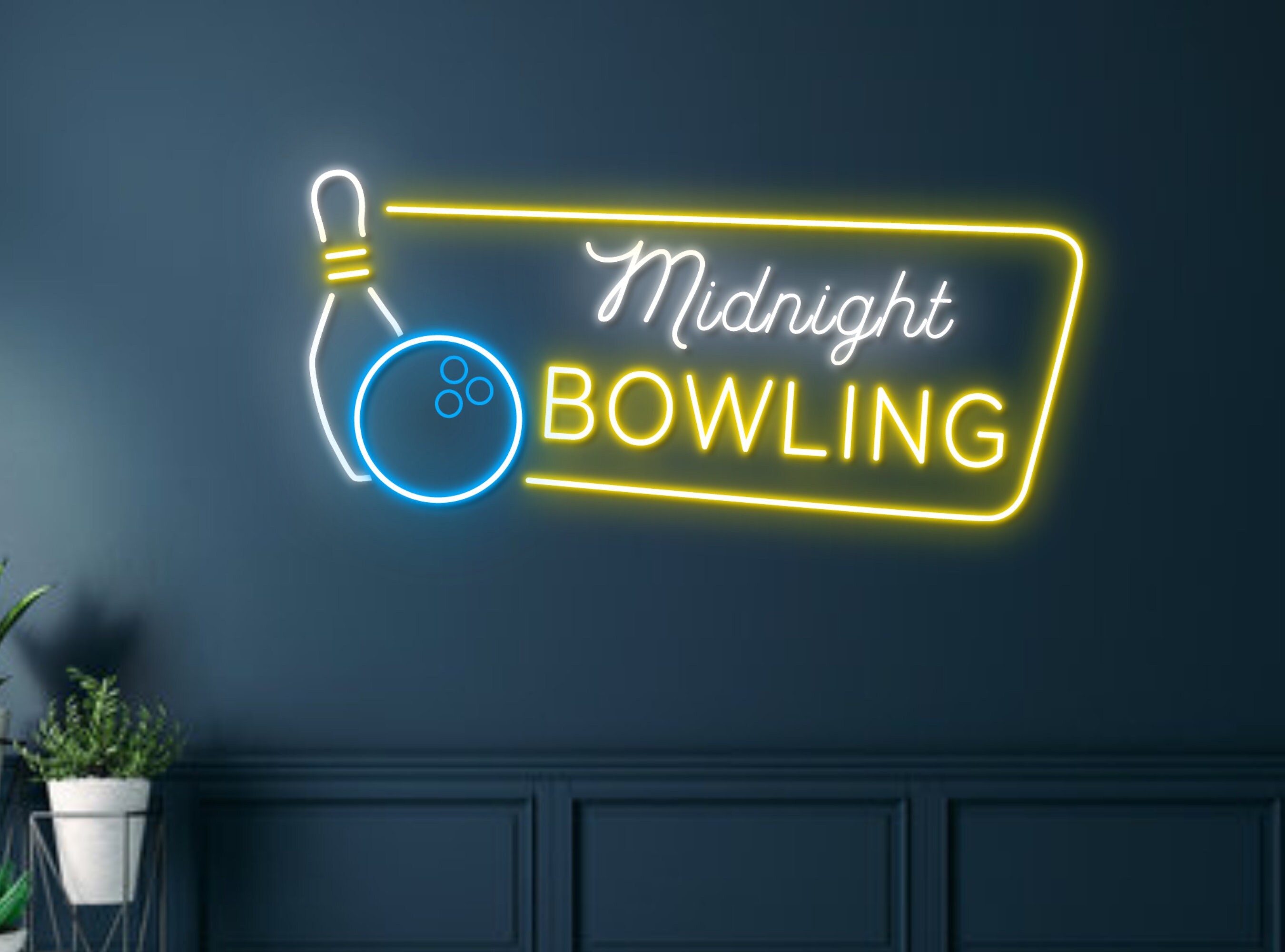 Midnight Bowling Ball Fire Neon Sign Sport Lover Gifts