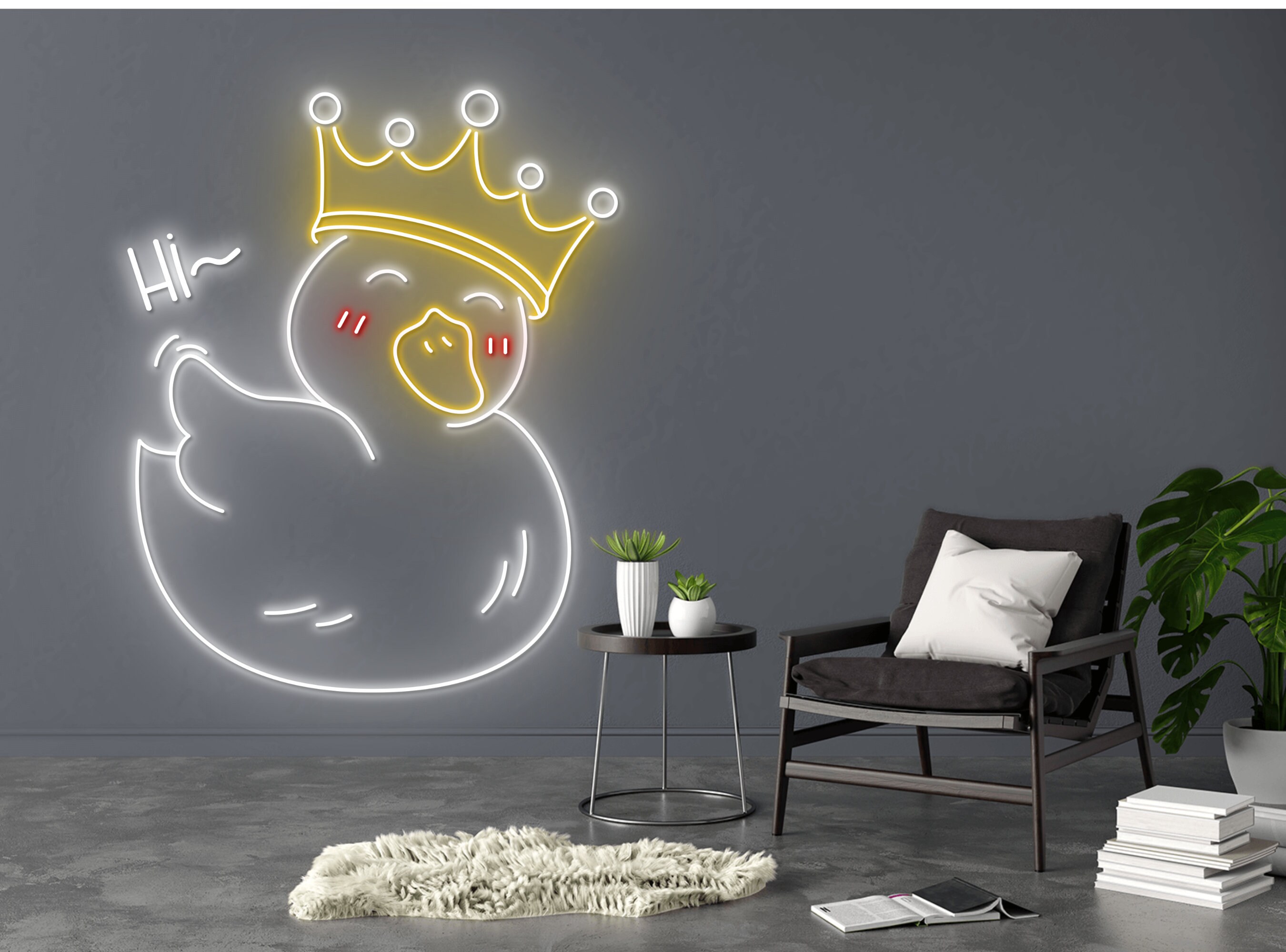 Queen Chibi Duck With Crown Neon Sign