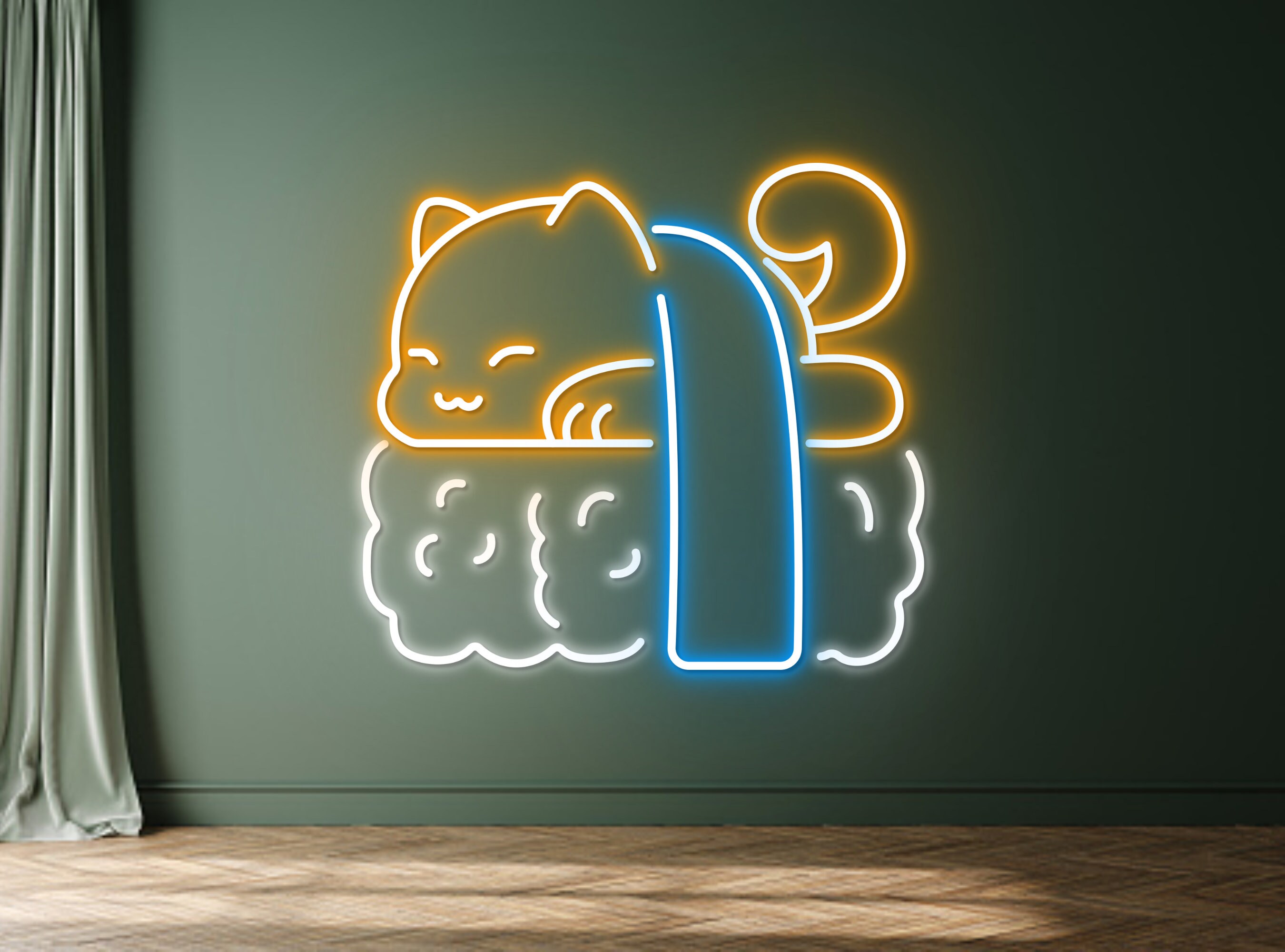 Chibi Dog On Sushi Neon Sign