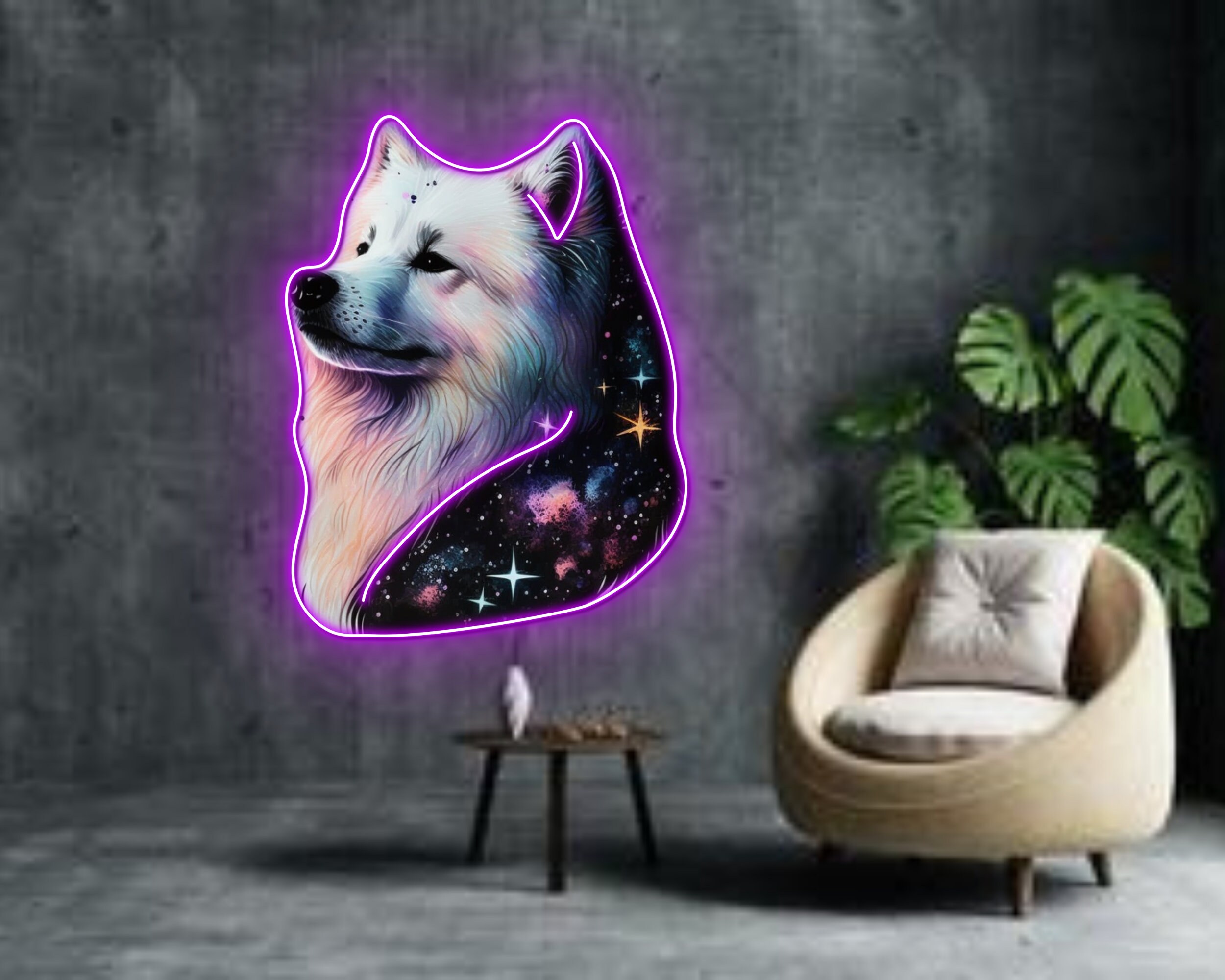Galaxy Colourful Art Samoyed Dog Painting Pom Puppy Owners