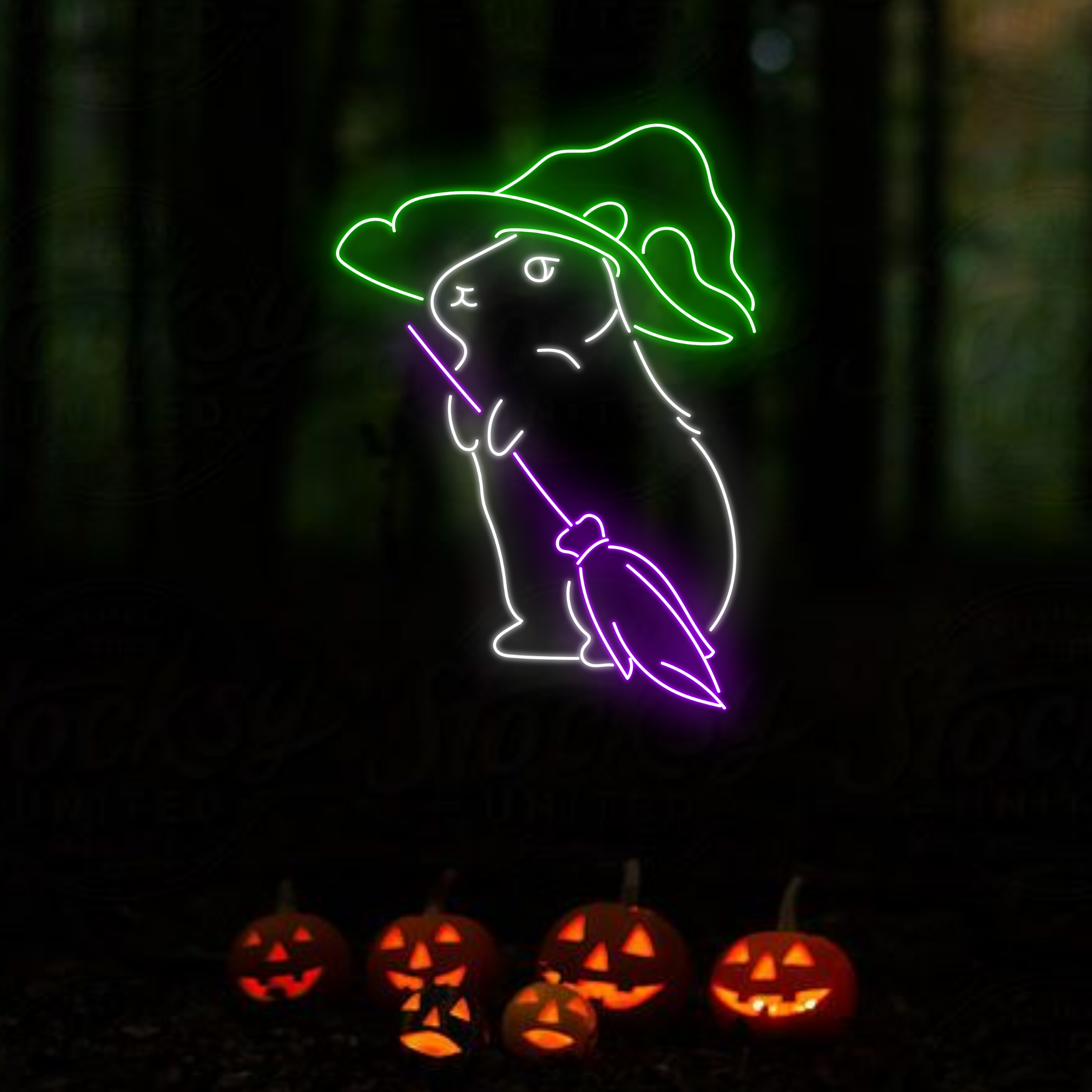 Mouse Hat Neon Signs Halloween Long-lasting Decor