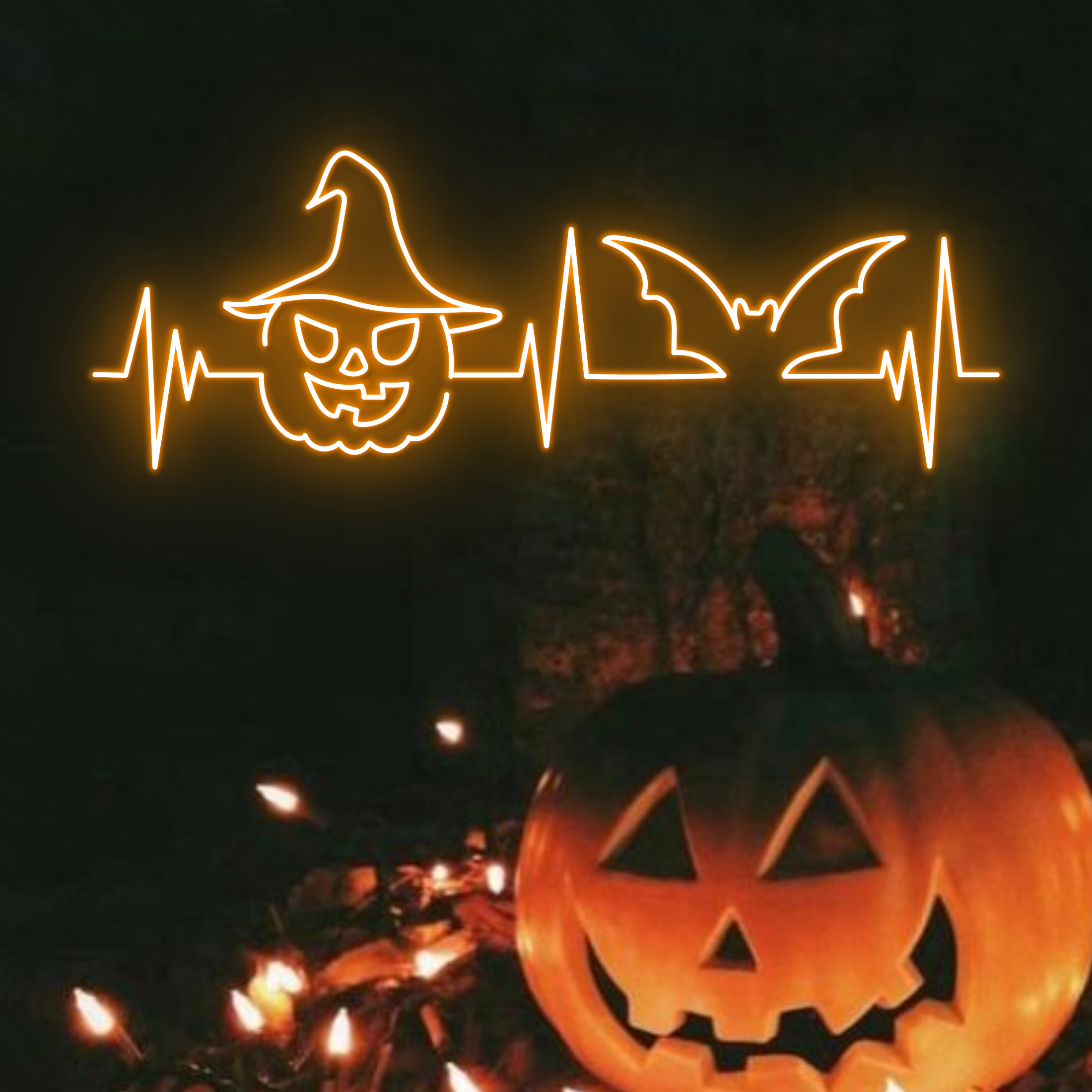 Pumpkin And Bat Neon Sign Halloween Quality Light Decor
