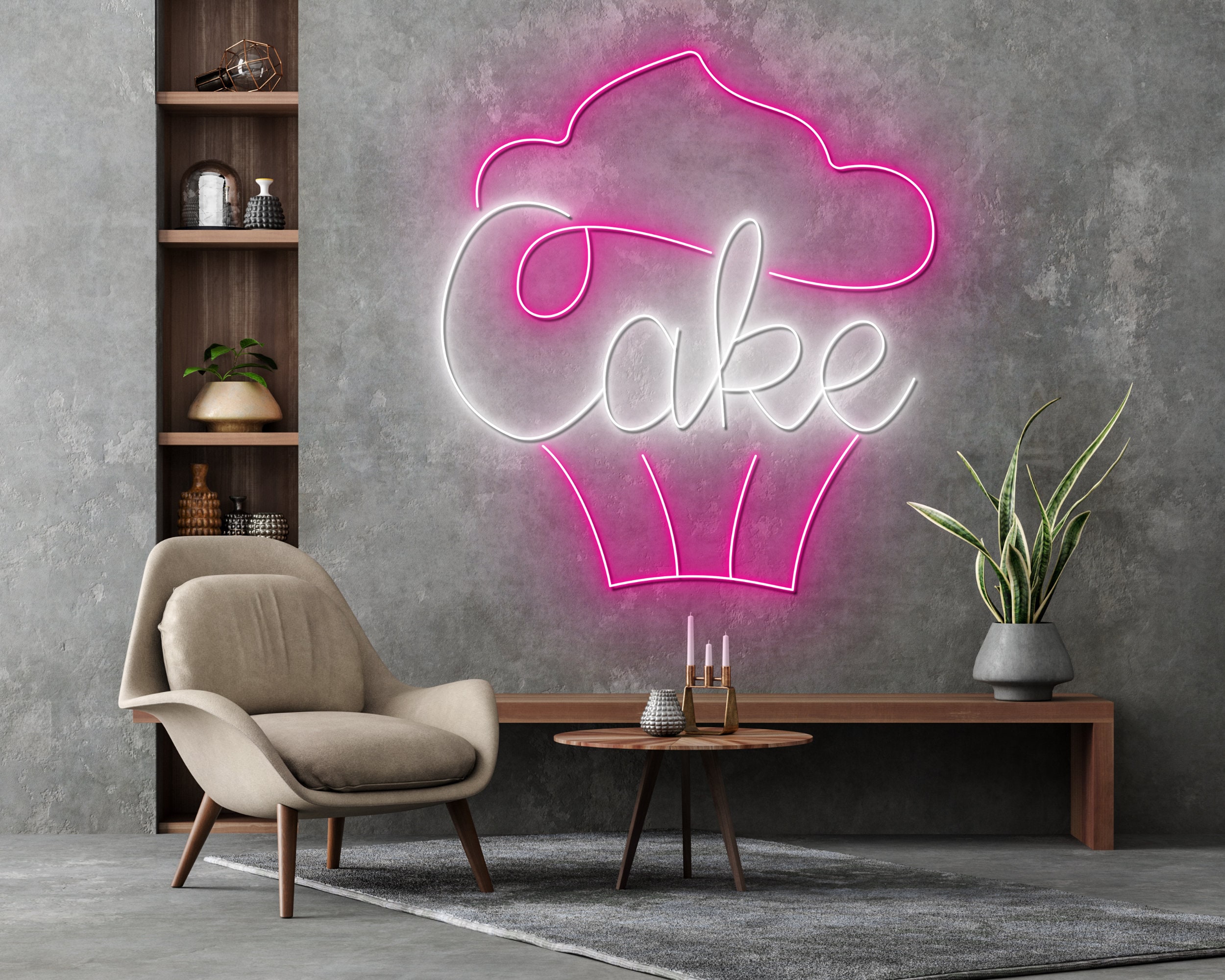 Cake Ice Cream Neon Sign Birthday Gift