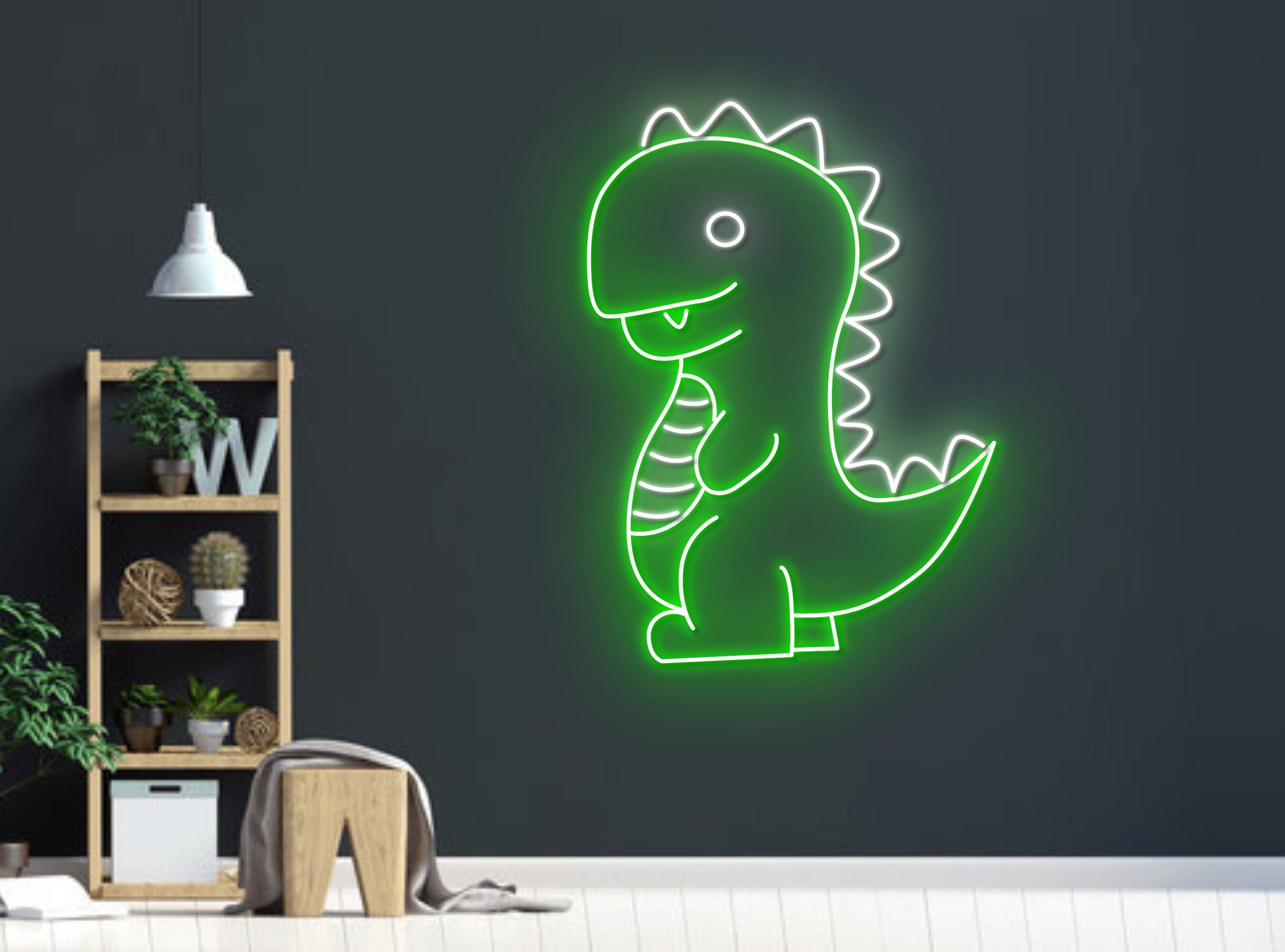 Chibi Cartoon Dinosaur Neon Sign Wall Decor