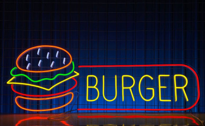 Burger Neon Sign Fast Food Decor