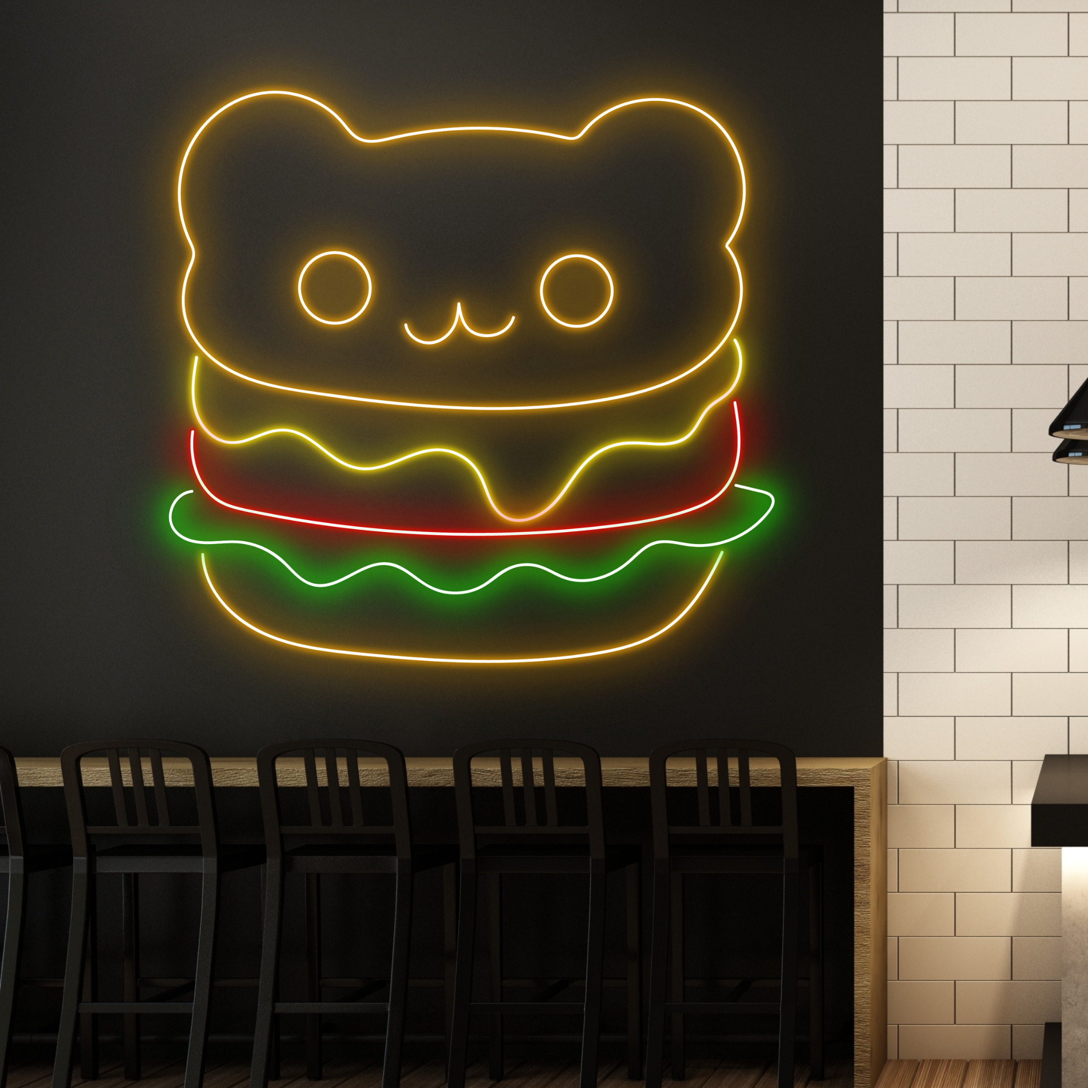 Burger Bear Neon Signs Fast Food Burger Restaurant Decor