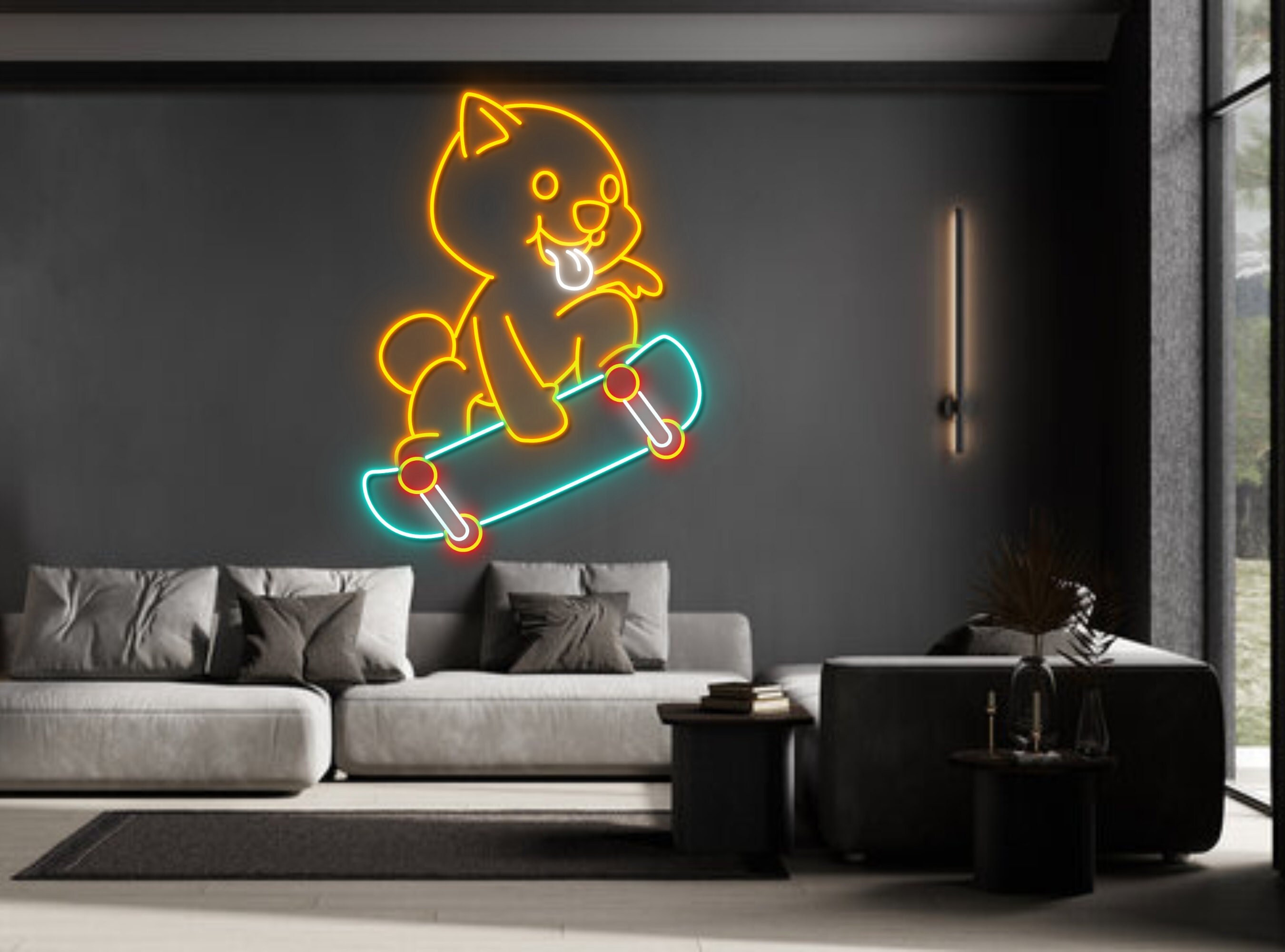Shiba Inu Dog Skateboard Neon Sign Wall Art Decor Gift