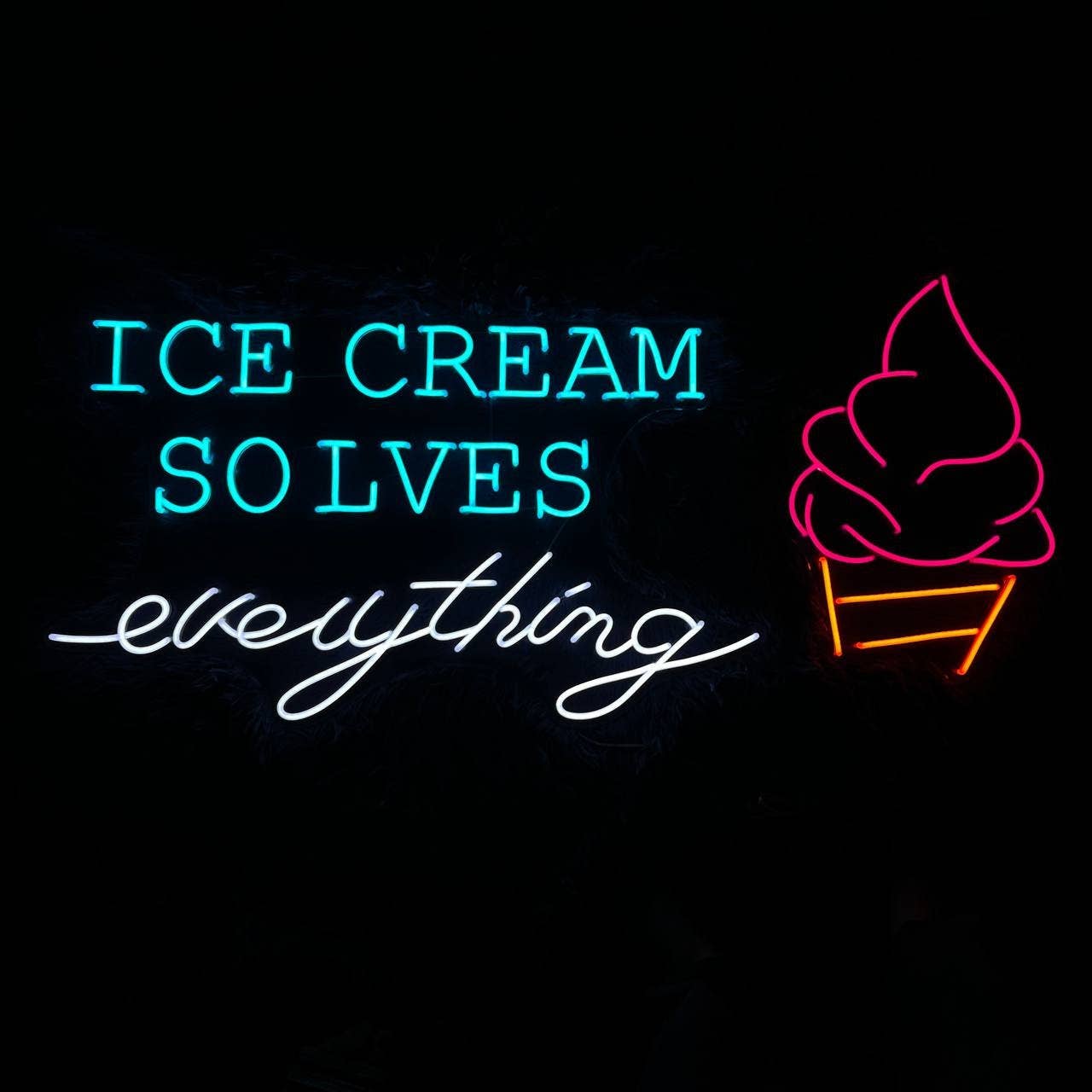 Ice Cream Solve Everything Neon Sign Store Decor Signboard