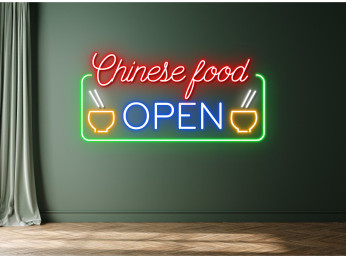Chinese Food Traditional Restaurant Open Neon Signs