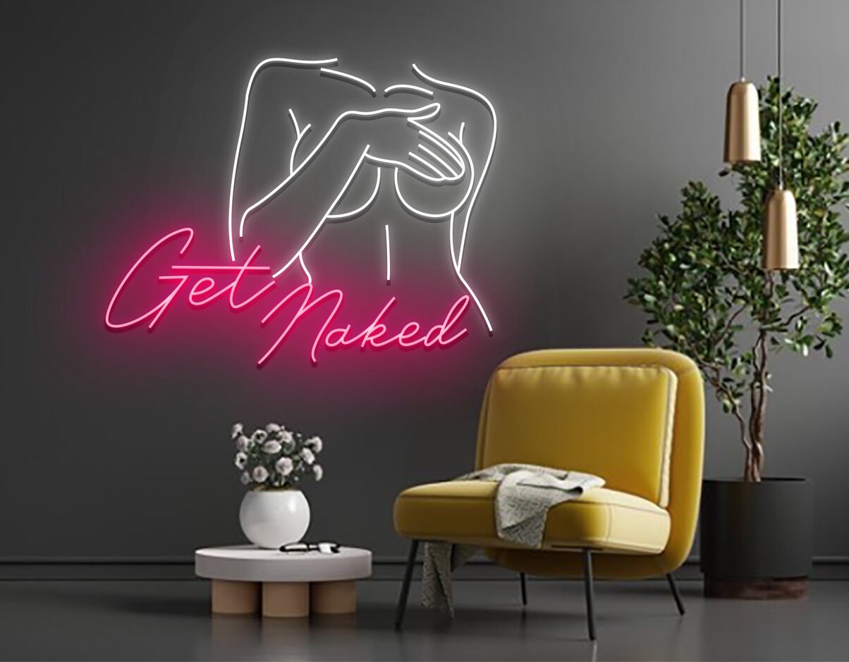 Get With Nothing On Body Woman Line Art Neon Signs