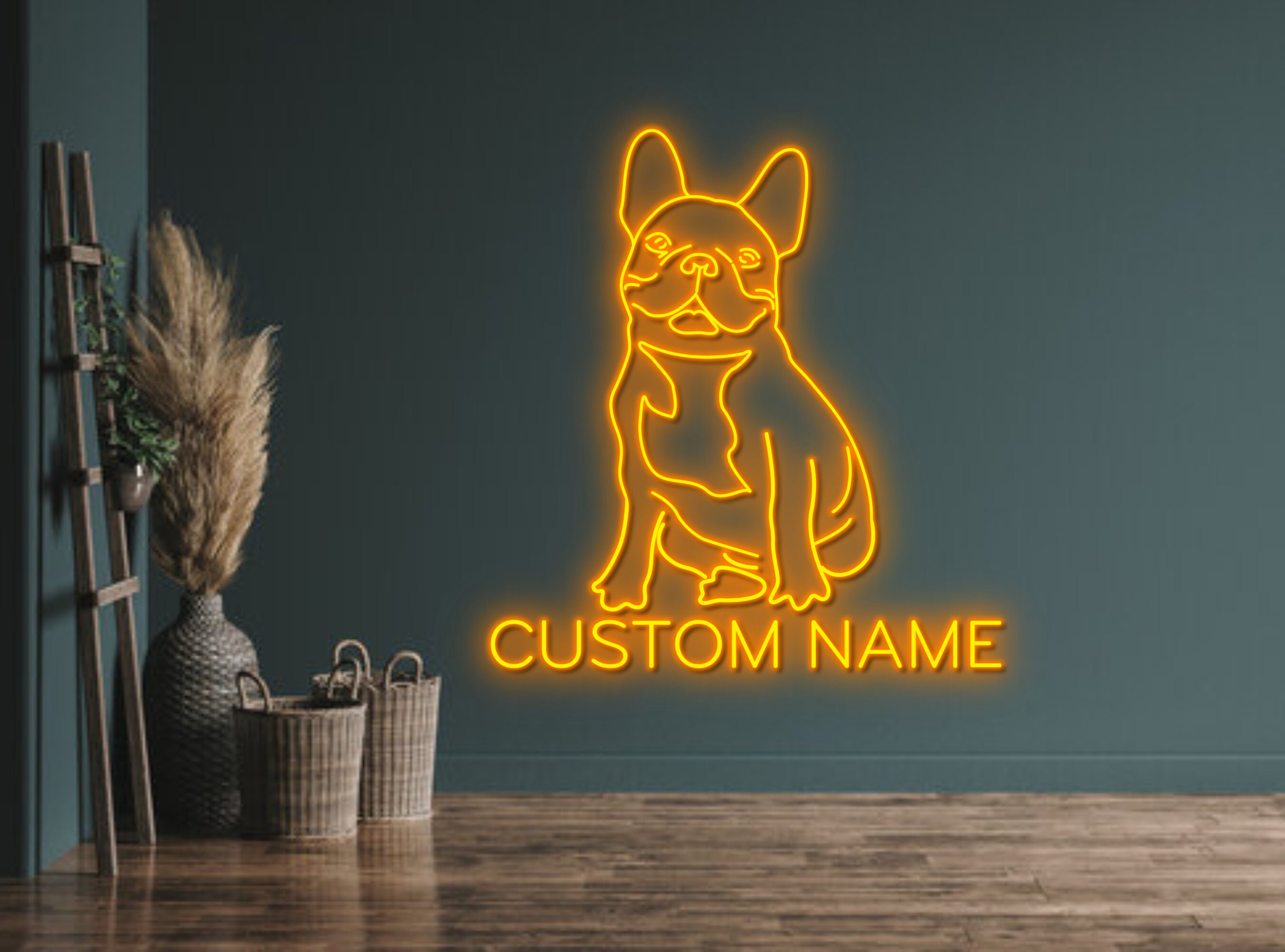 Custom Name French Bulldog Portrait Neon Sign