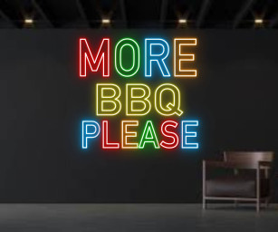 More BBQ Please Neon Sign BBQ Restaurant Signboard Decor