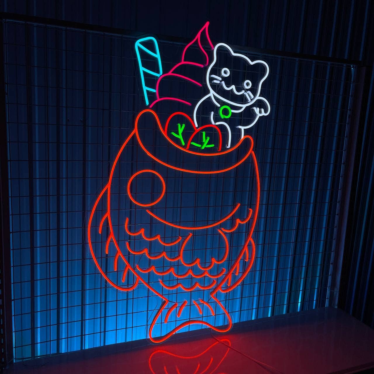 Fish Cake Ice Cream Neon Signs Long-lasting Wall Art Decor