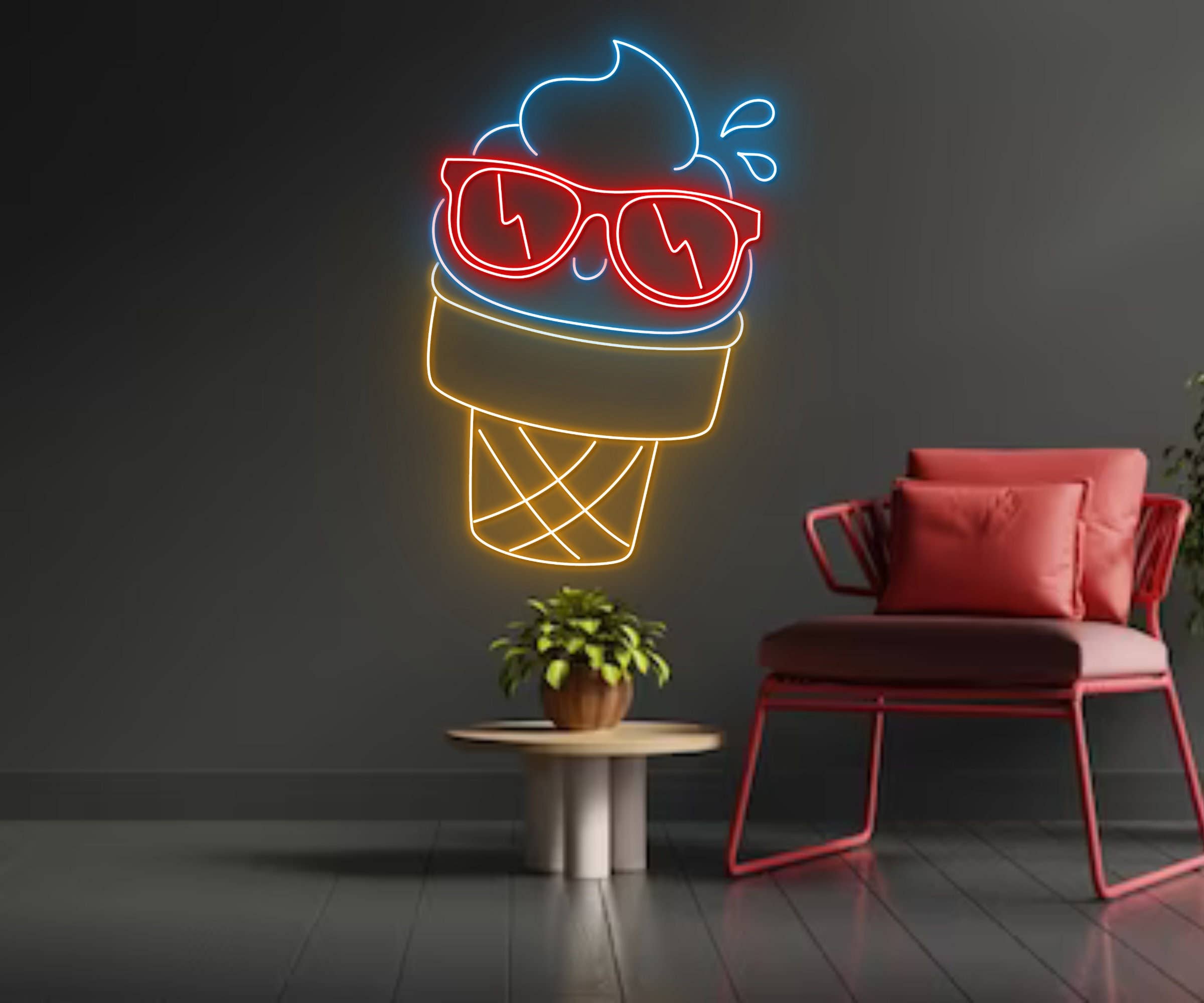 Ice Cream Glasses Neon Sign Ice Cream Parlor Wall Decor