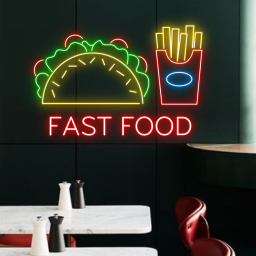 Fast Food Neon Signs Signboard Long-lasting Wall Decor