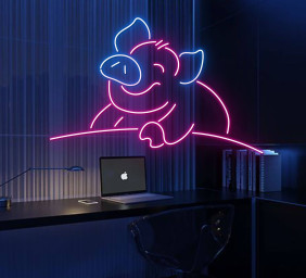 Cute Pig Neon Signs Animal Wall Decor Restaurant Decor