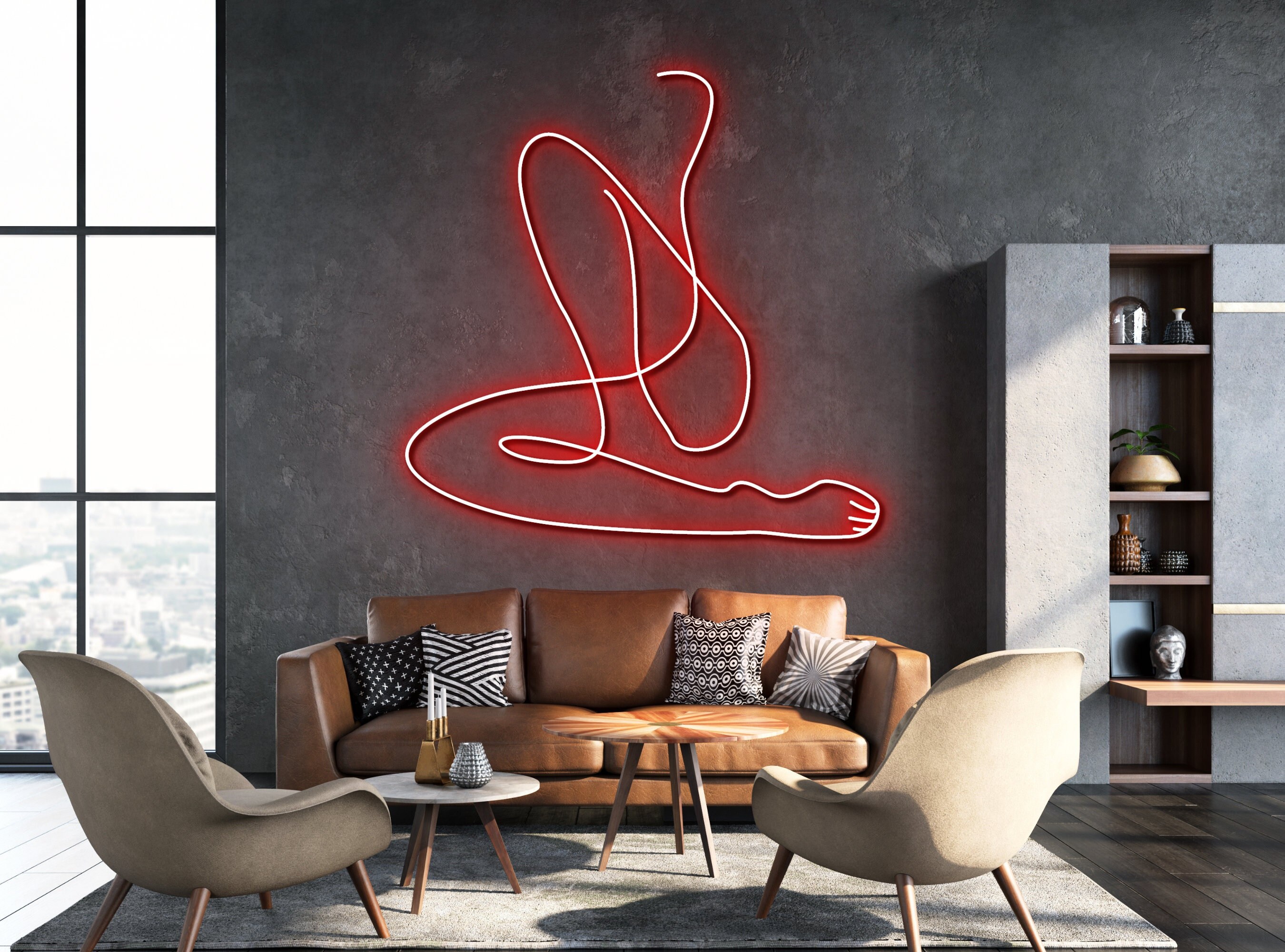 Sexy Sitting Beautiful Body Woman Neon Signs