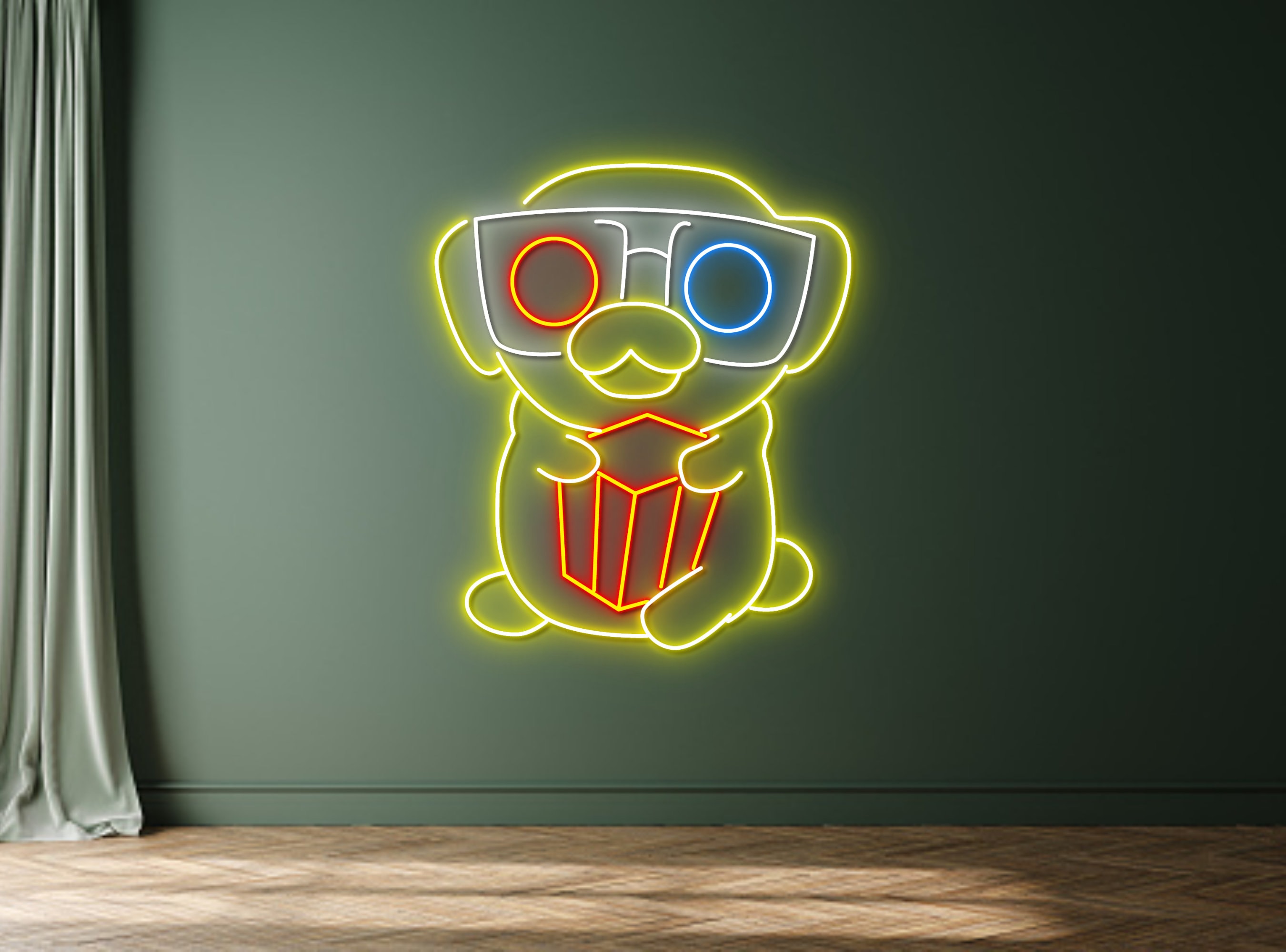 Pug Dog Watch Cinema Neon Sign