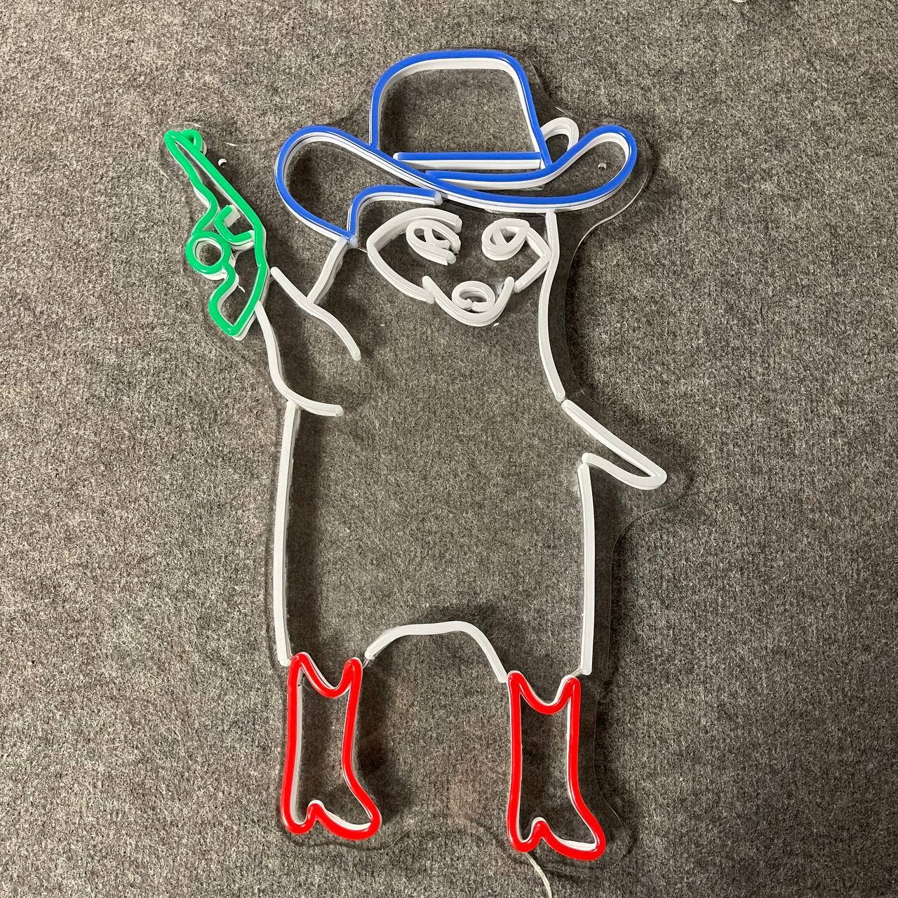 Raccoon Cowboy Hat With Gun Neon Sign