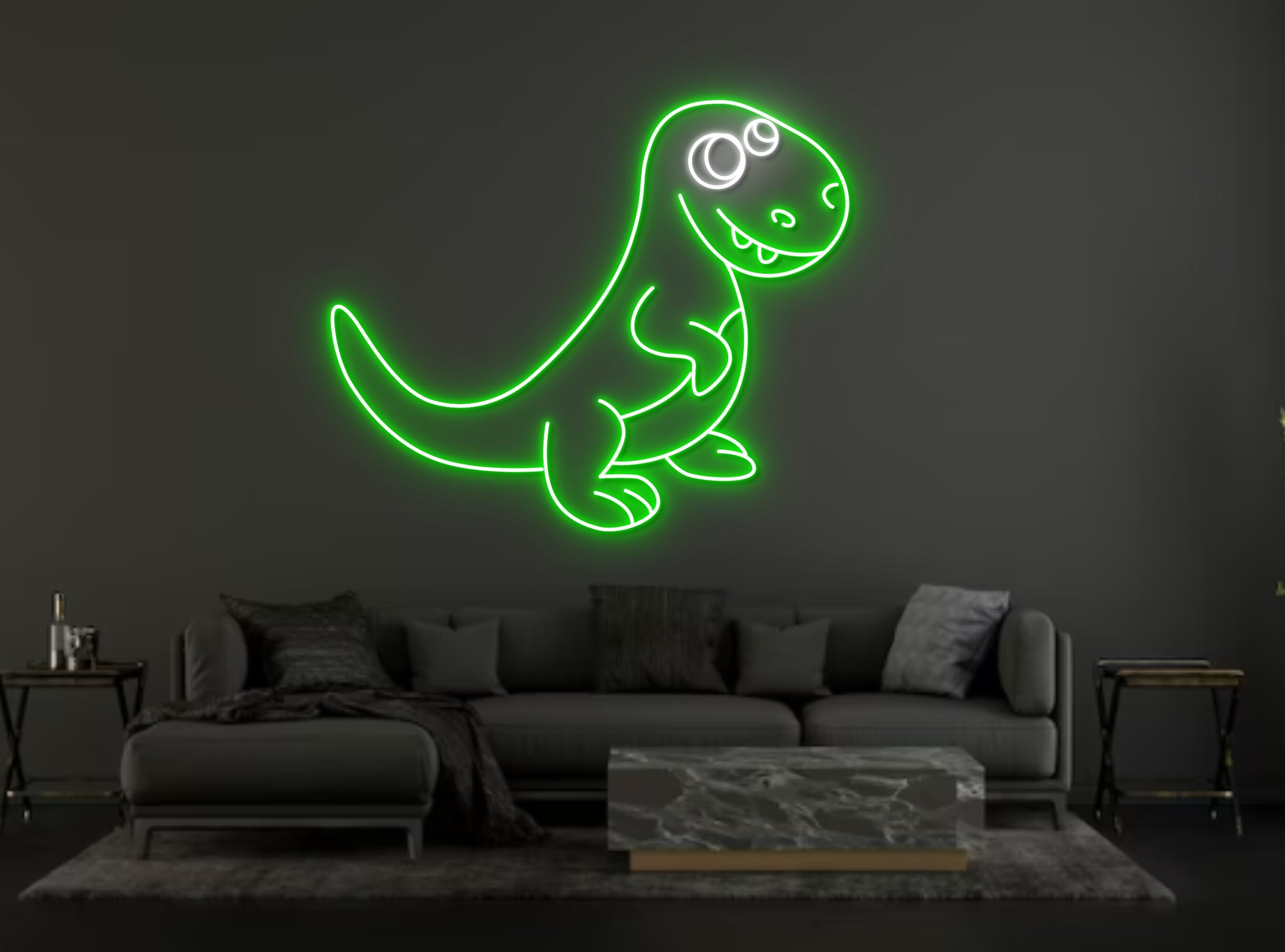 Chibi Cartoon Dinosaur Neon Sign Hanging Sign Wall Art