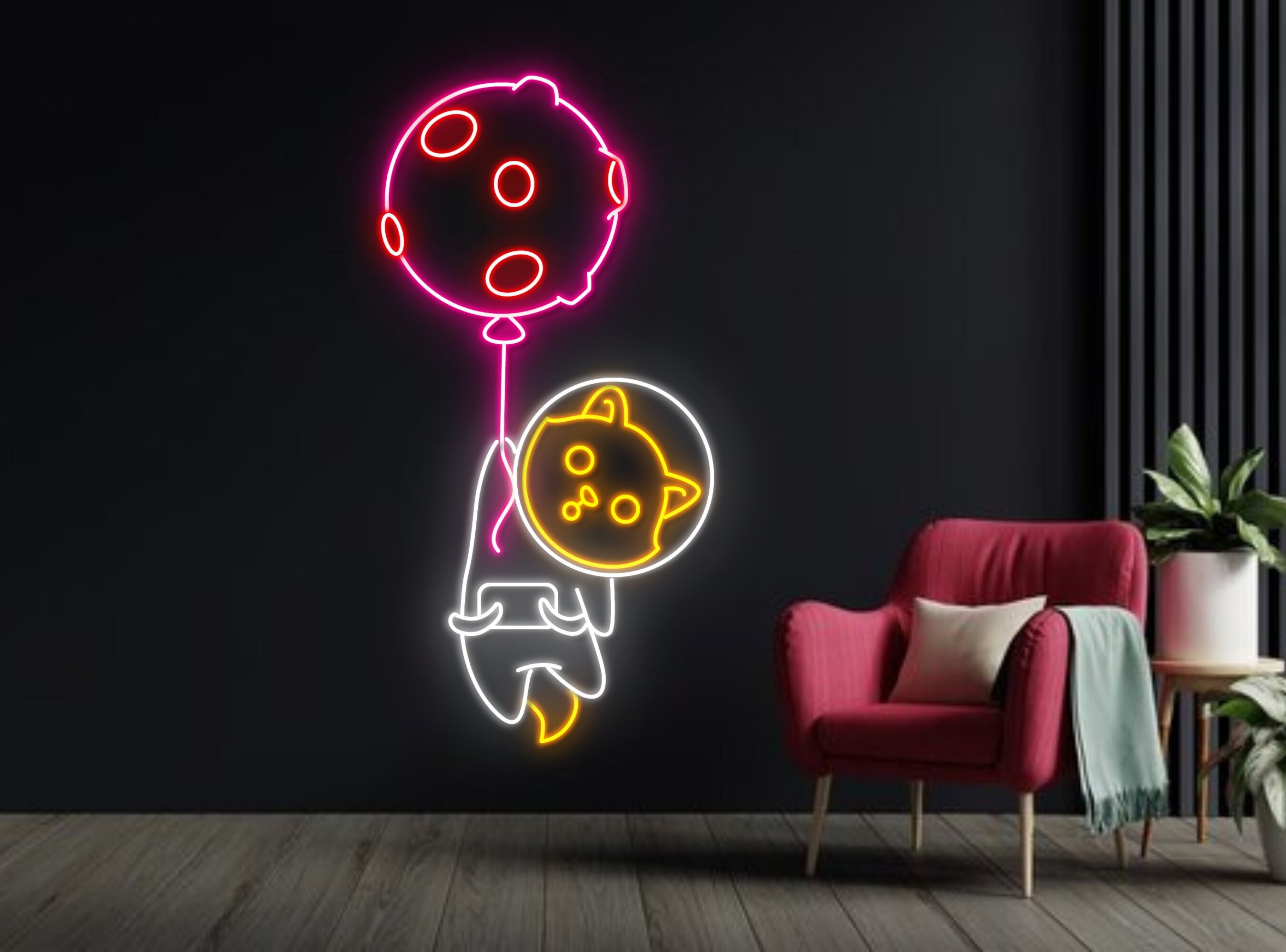Dog Astronaut Virus Neon Sign