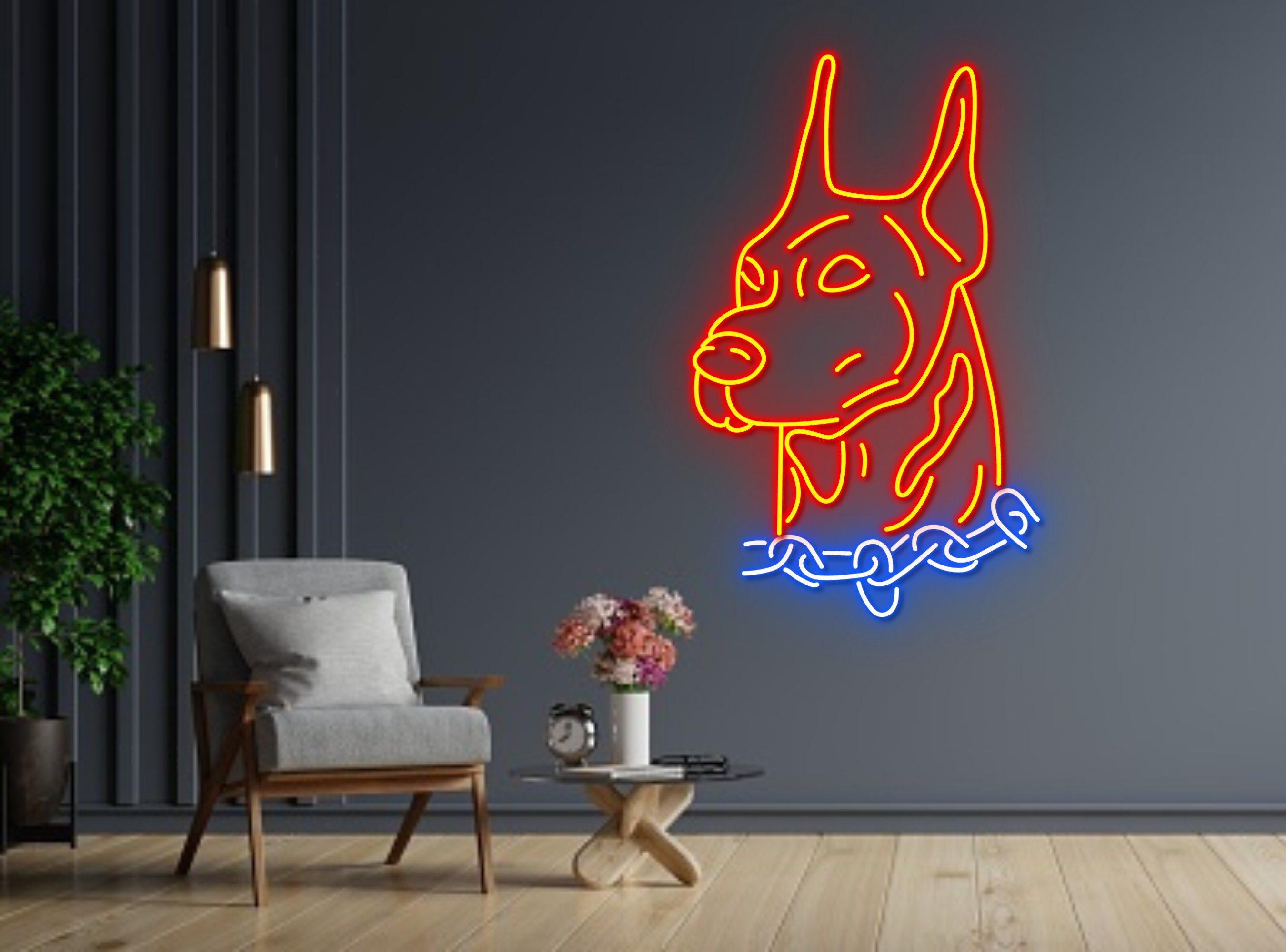 Doberman Dog Neon Sign
