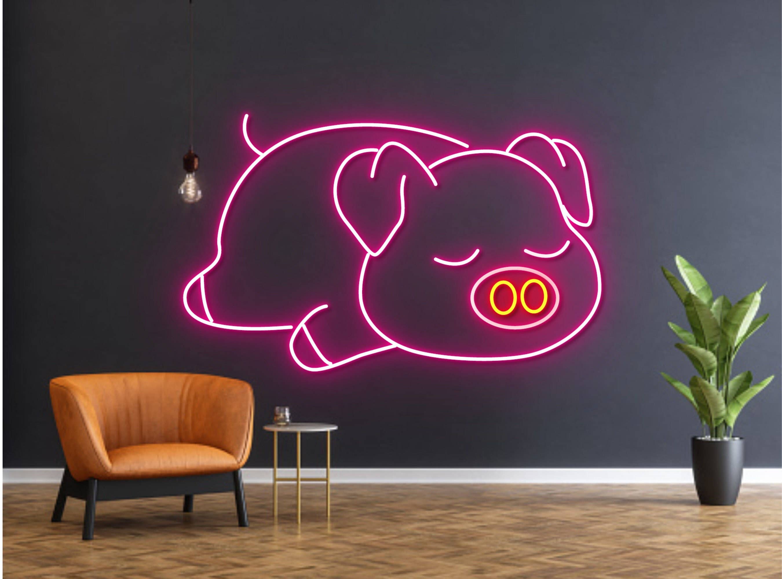 Lazy Pig Neon Signs Line Wall Art Decor