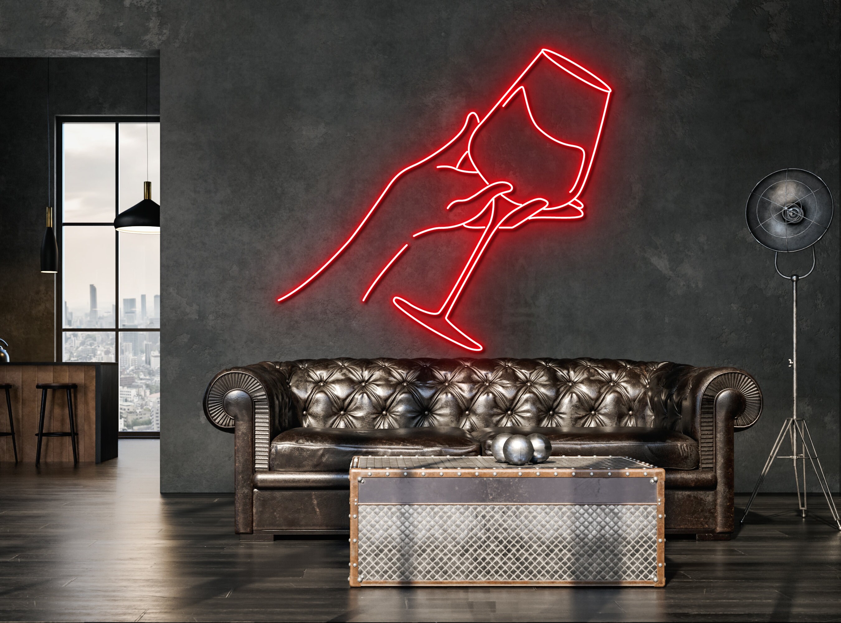 Woman Holds Champaign Glass Party Pub Neon Signs