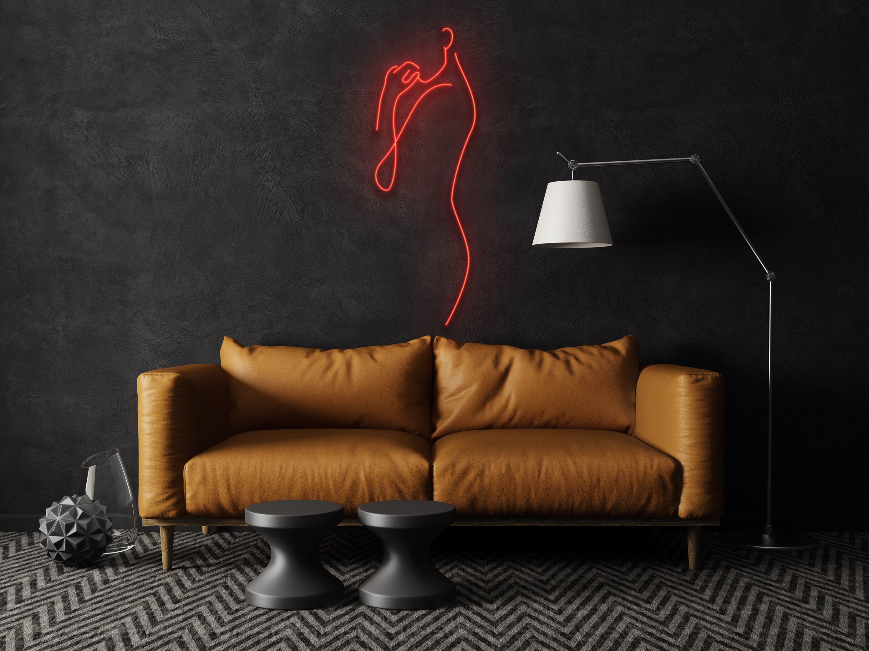 Beautiful Body Back Woman Line Art Neon Signs