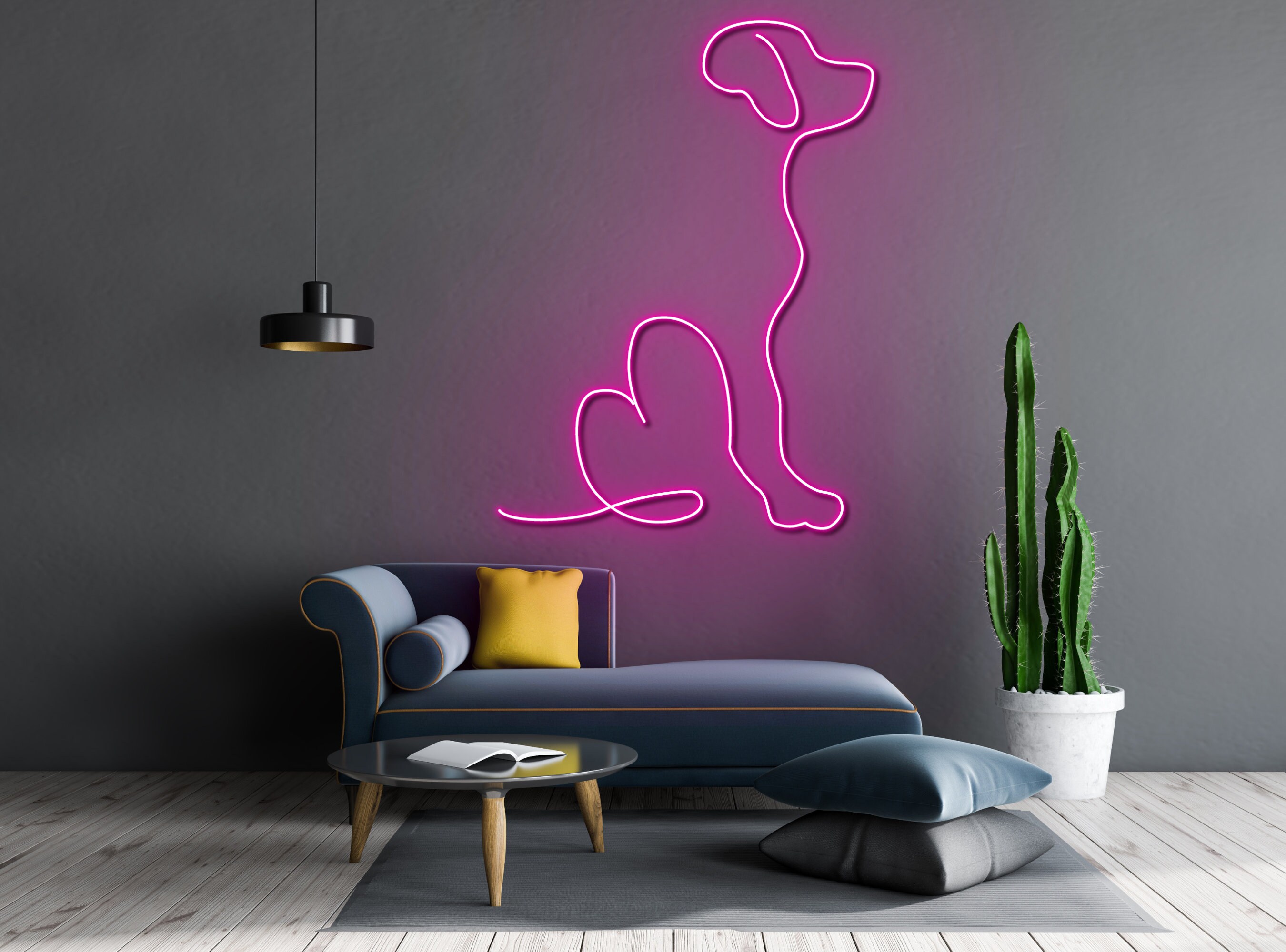 Golden Dog Neon Sign Wall Decoration