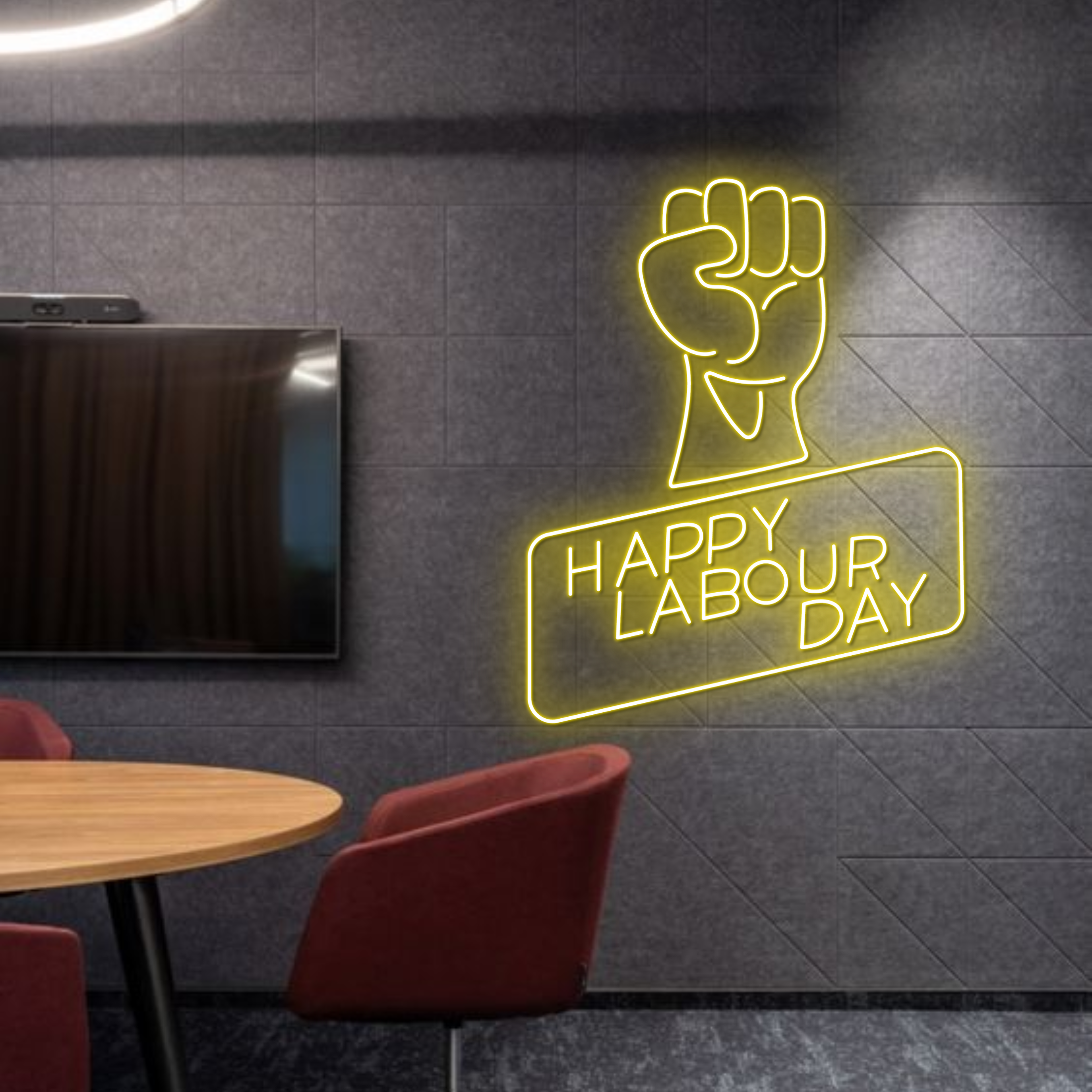 Happy Labour Day Neon Sign Motivation Quote Wall Decor
