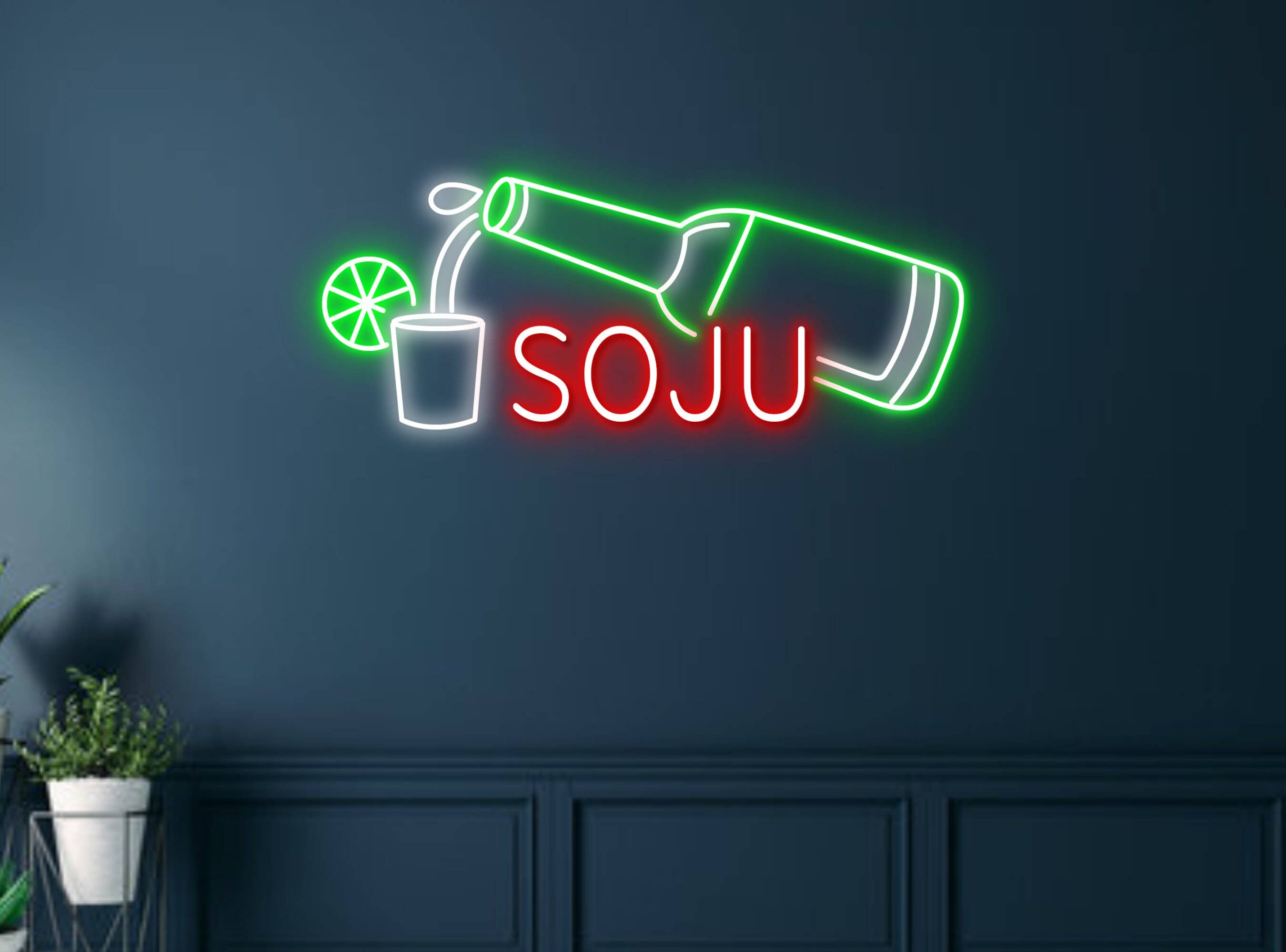 SoJu Bottle Neon Sign Korea Restaurant Wall Decor
