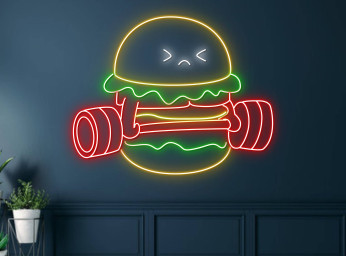 Hamburger Lift The Weight Neon Signs Restaurant Wall Decor