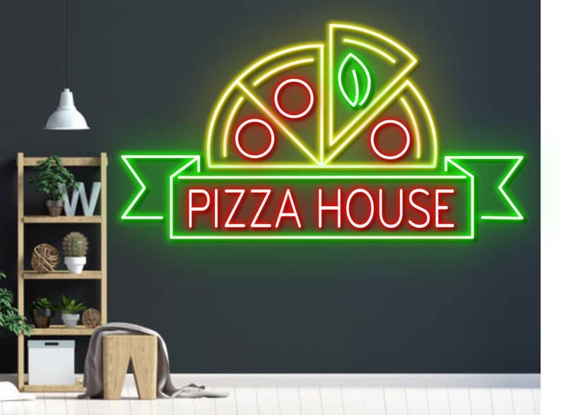 Pizza Slide Neon Sign Decor Pizza Restaurant