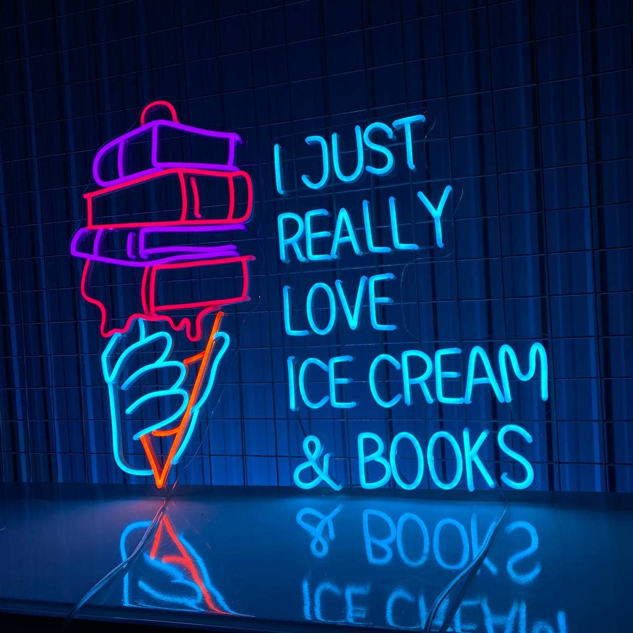I Just Really Love Ice Cream Book Neon Sign Ice Cream Decor