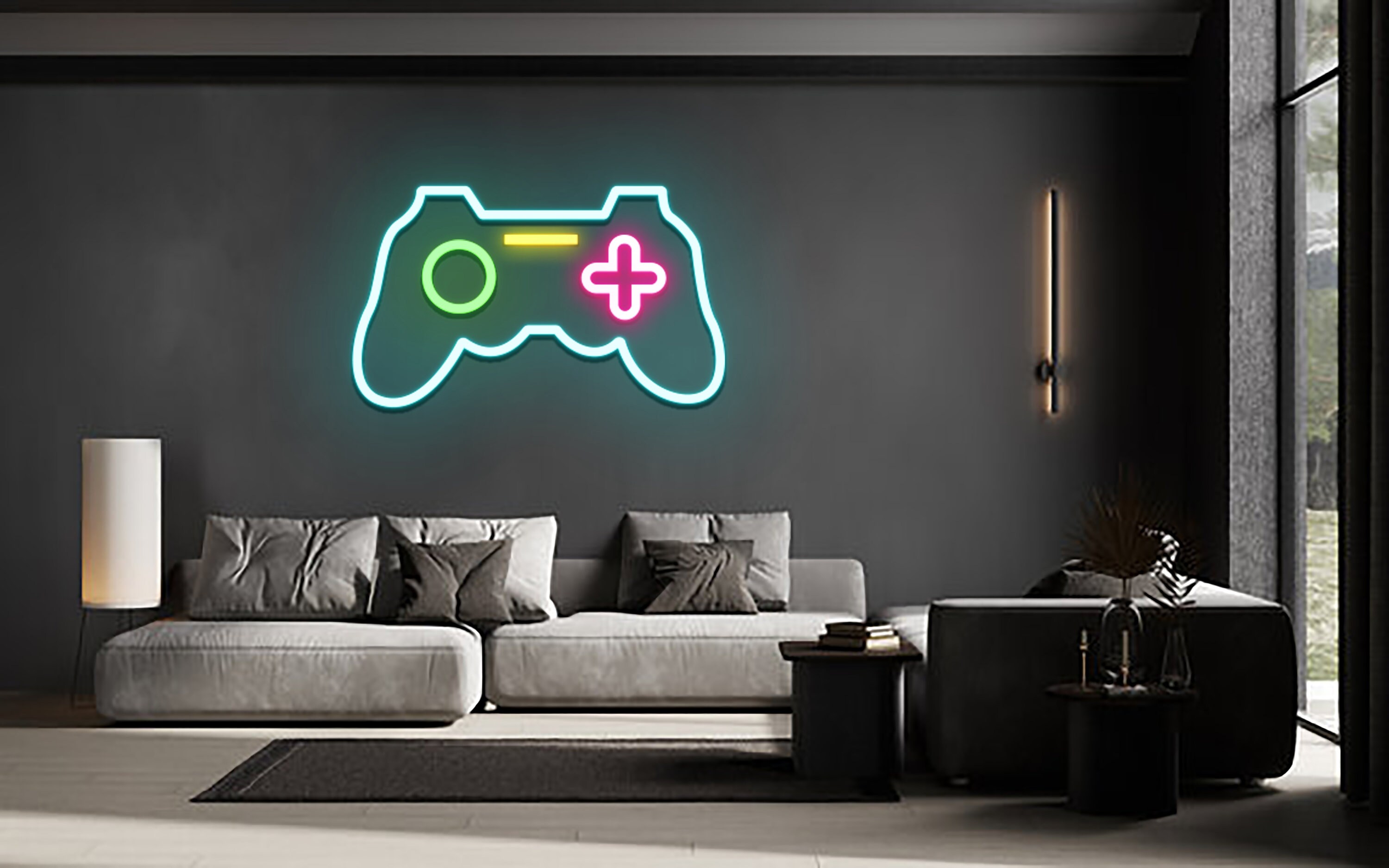 Game Console Neon Sign Game Zone Wall Room